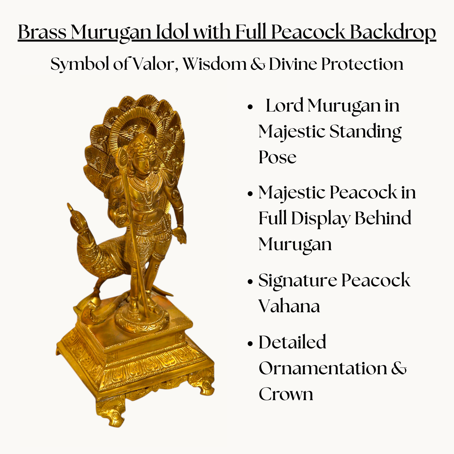 Thar Arts And Furniture - Brass Kartike with Peacock Idol
