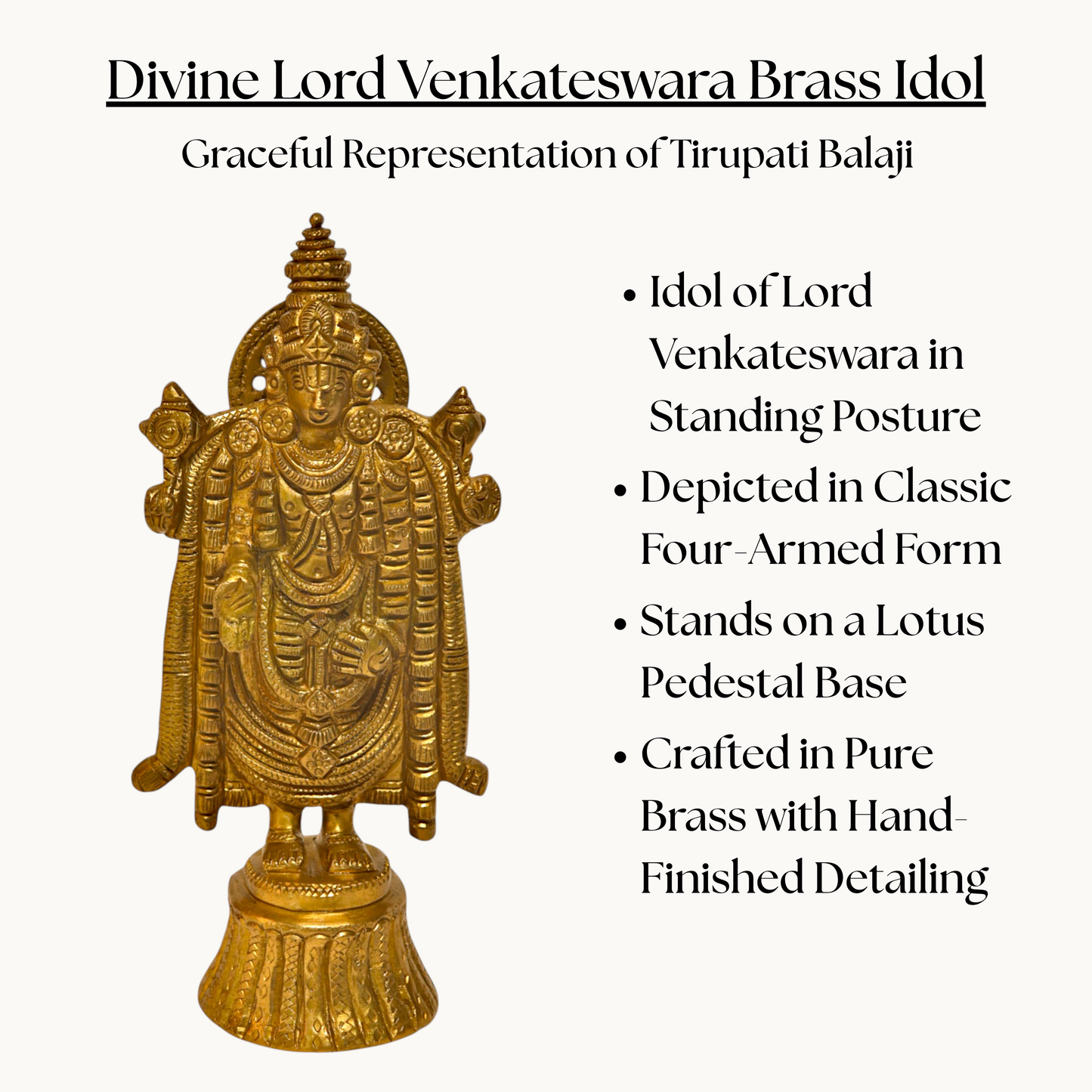 Thar Arts And Furniture - Brass Lord Venkateshwara Statue
