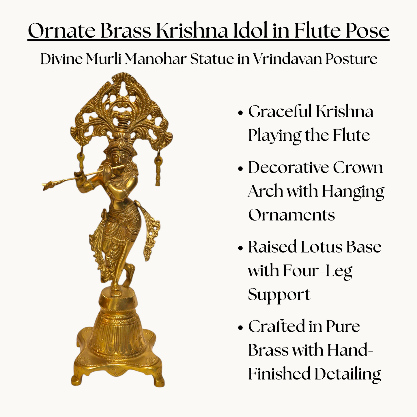 Thar Arts And Furniture - Brass Arch Krishna with Flute