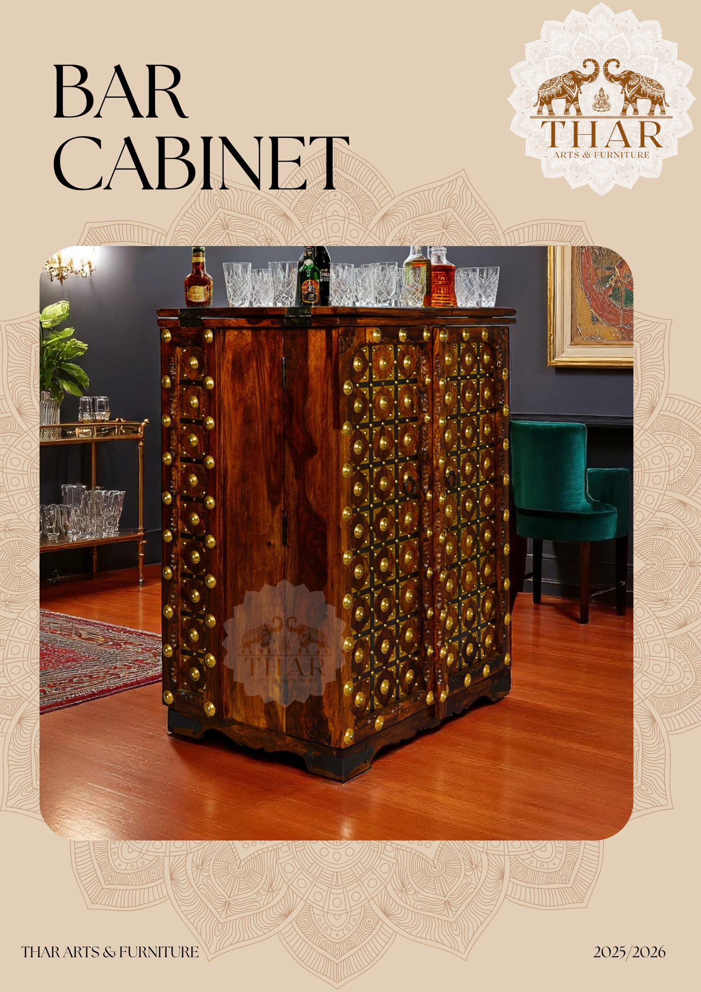 Thar Arts And Furniture - Sheesham Wood Bar Cabinet