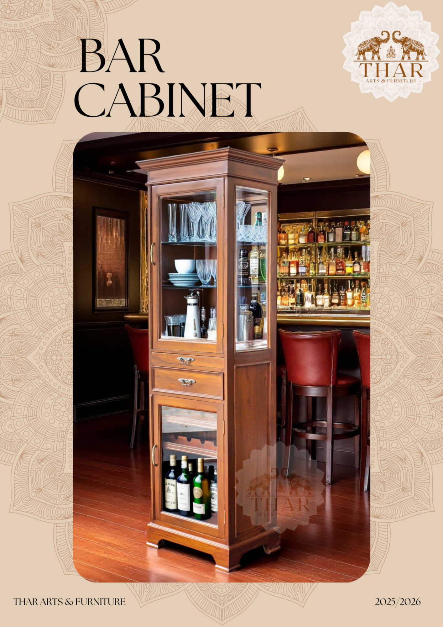 Thar Arts And Furniture - Teak Wood Bar Cabinet