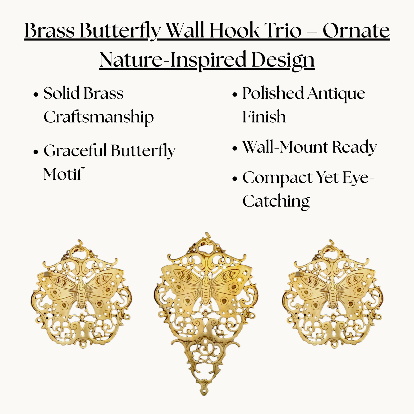 Thar Arts And Furniture - Brass Butterfly Wall Panel Set of Three