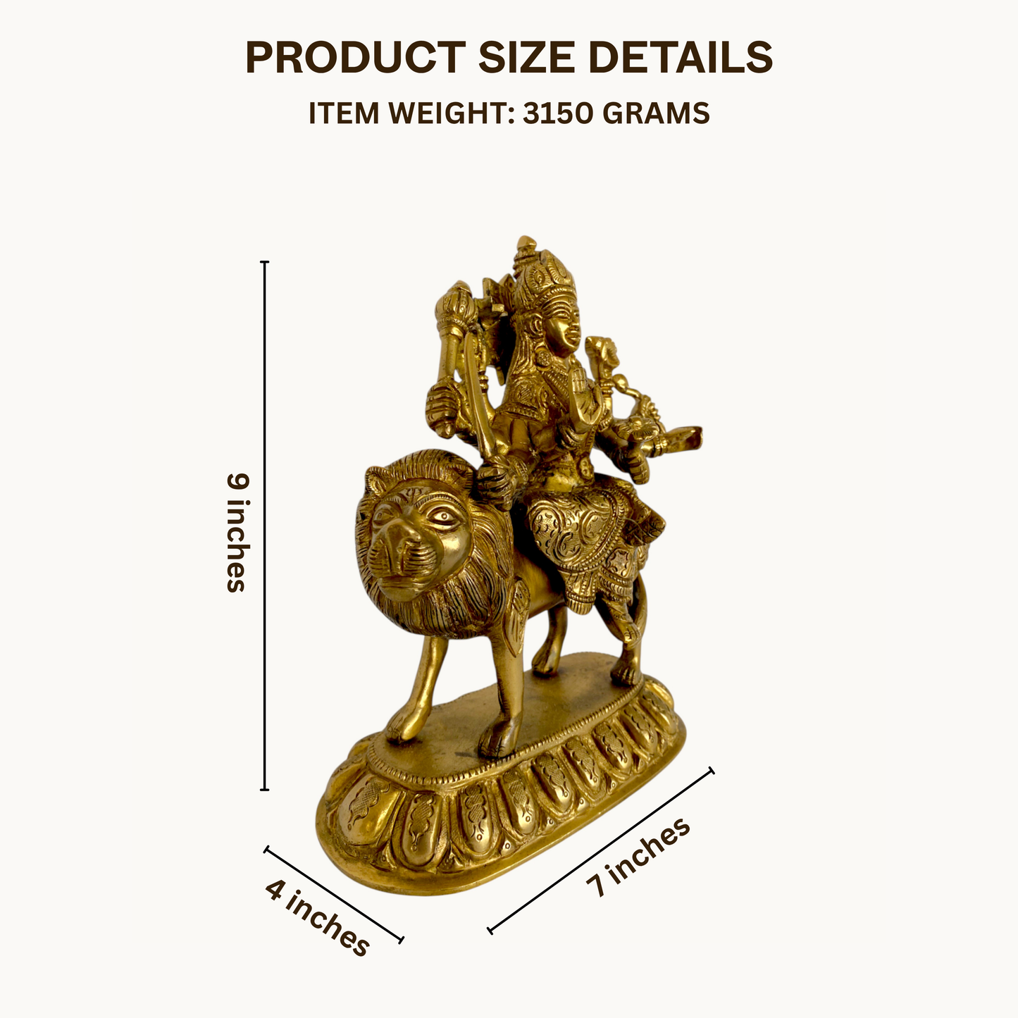 Thar Arts & Furniture - Durga Maa Brass Statue