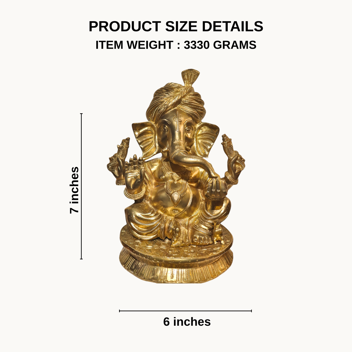 Brass Pagadi Ganesha Statue – Turban Ganesh Idol for Pooja & Decor