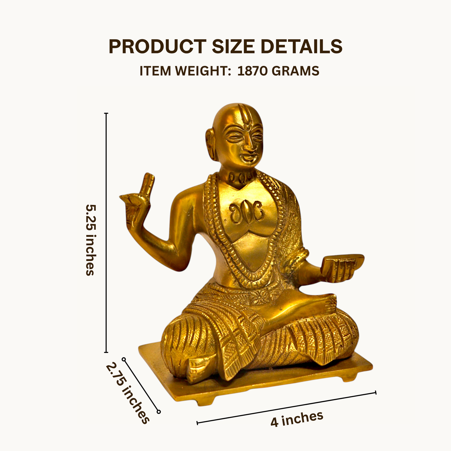 Thar Arts And Furniture - Madhvacharya Brass Idol