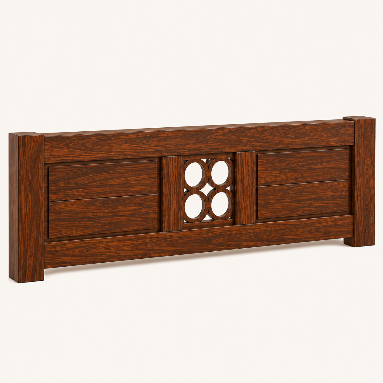 Solid Sheesham Wood Bed – Circular Geometric Design