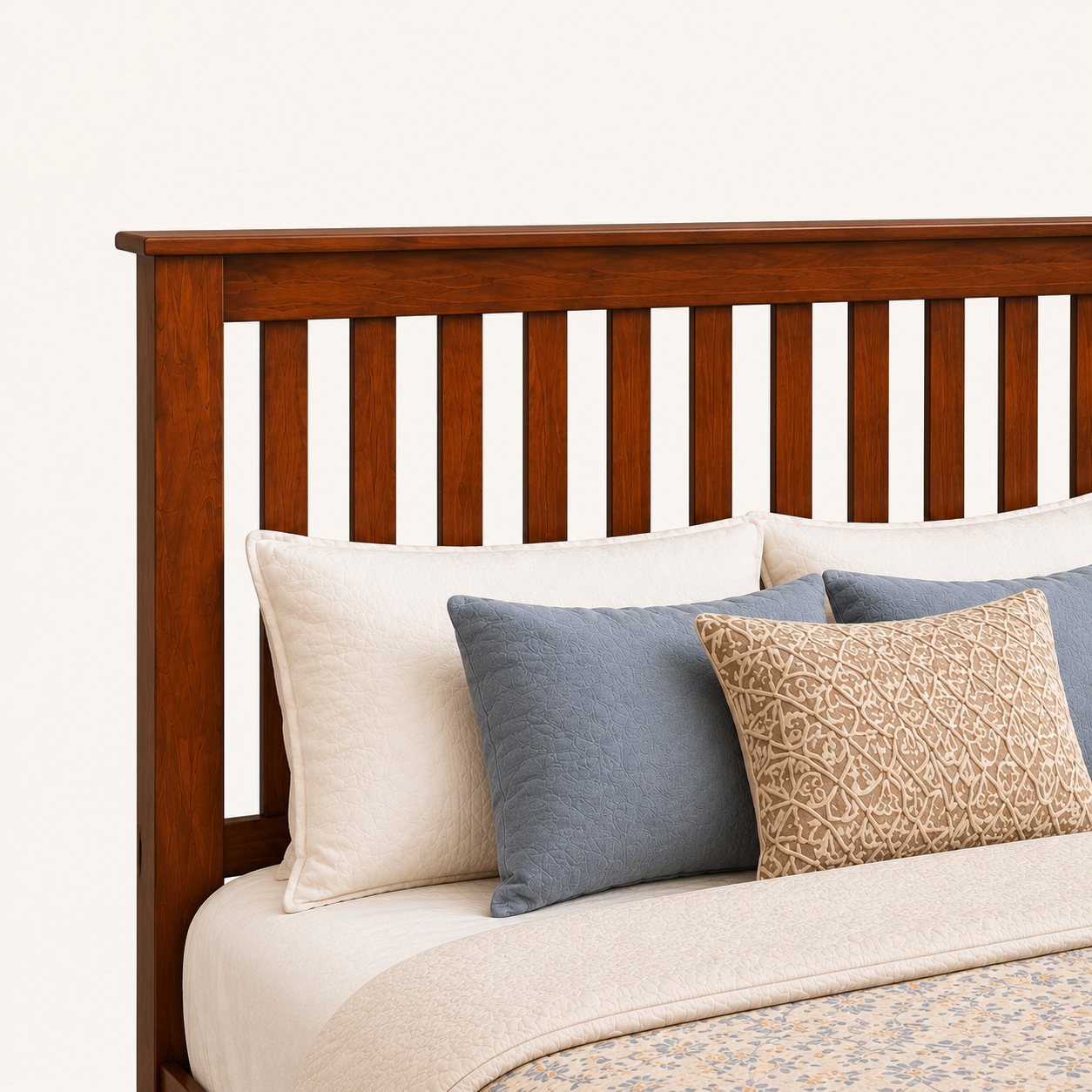 Solid Sheesham Wood Bed – Slatted Headboard & Footboard