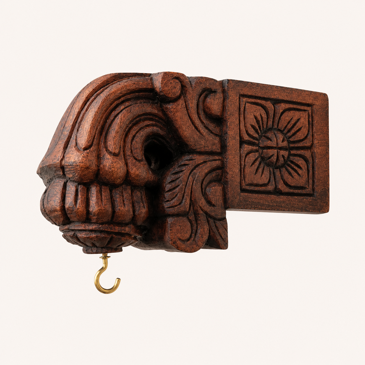 7 Inch Hand-Carved Wooden Wall Bracket | Rosewood Finish Corbel