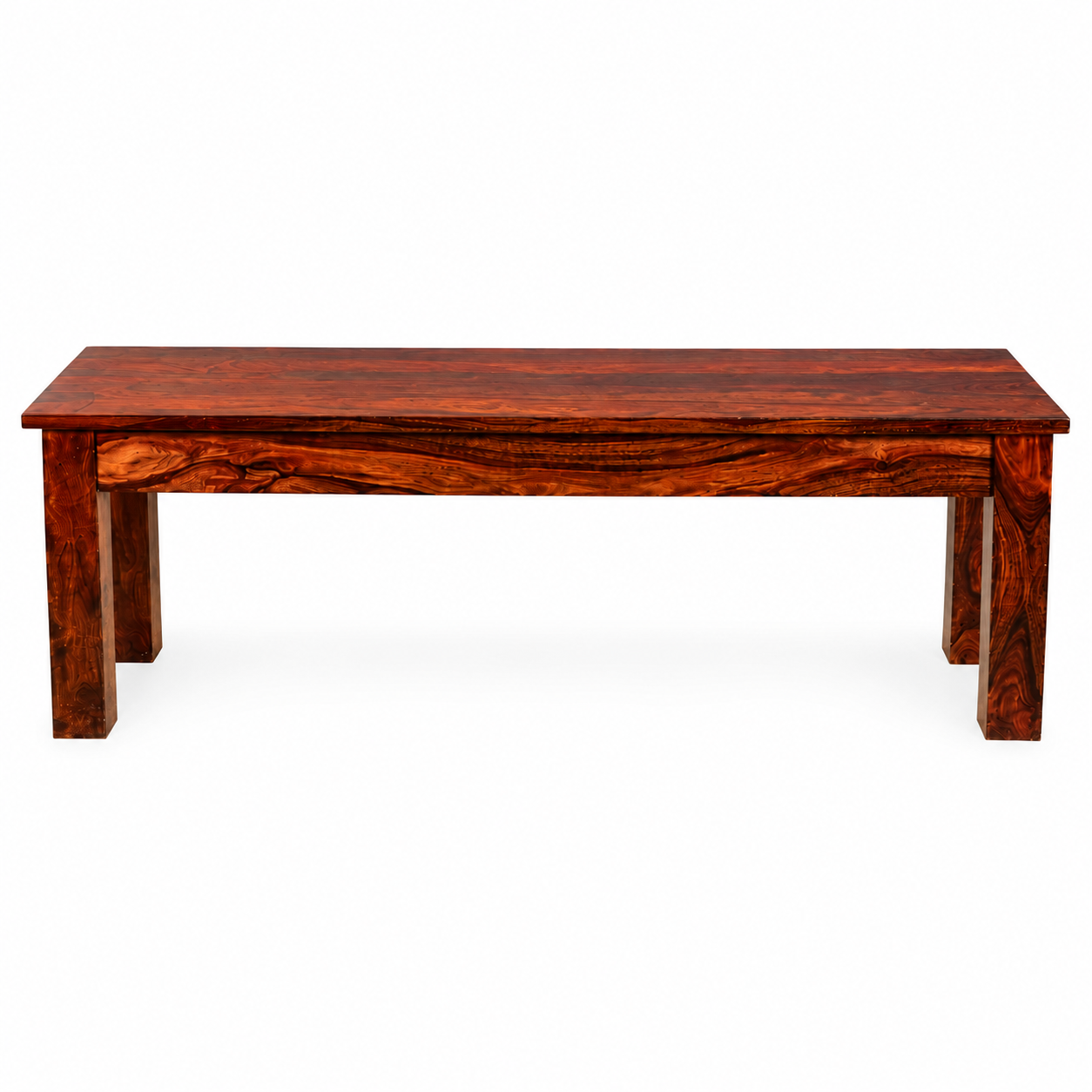 Solid Sheesham Wood Dining Table Set with Bench & Lattice Back Chairs – 6 Seater