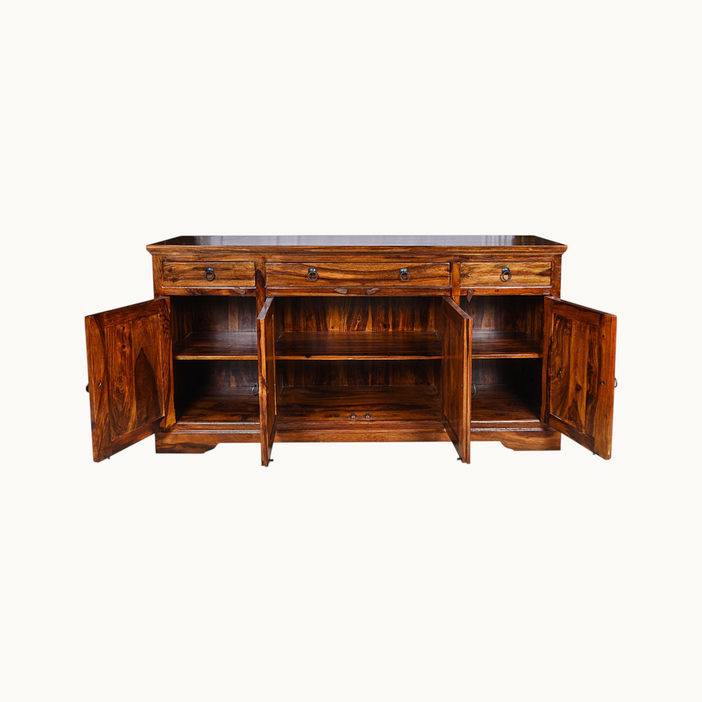 Thar Arts And Furniture - Solid Sheesham wood Side board with 4 Door Storage Cabinate and 4 Storage Drawers, Honey Finish