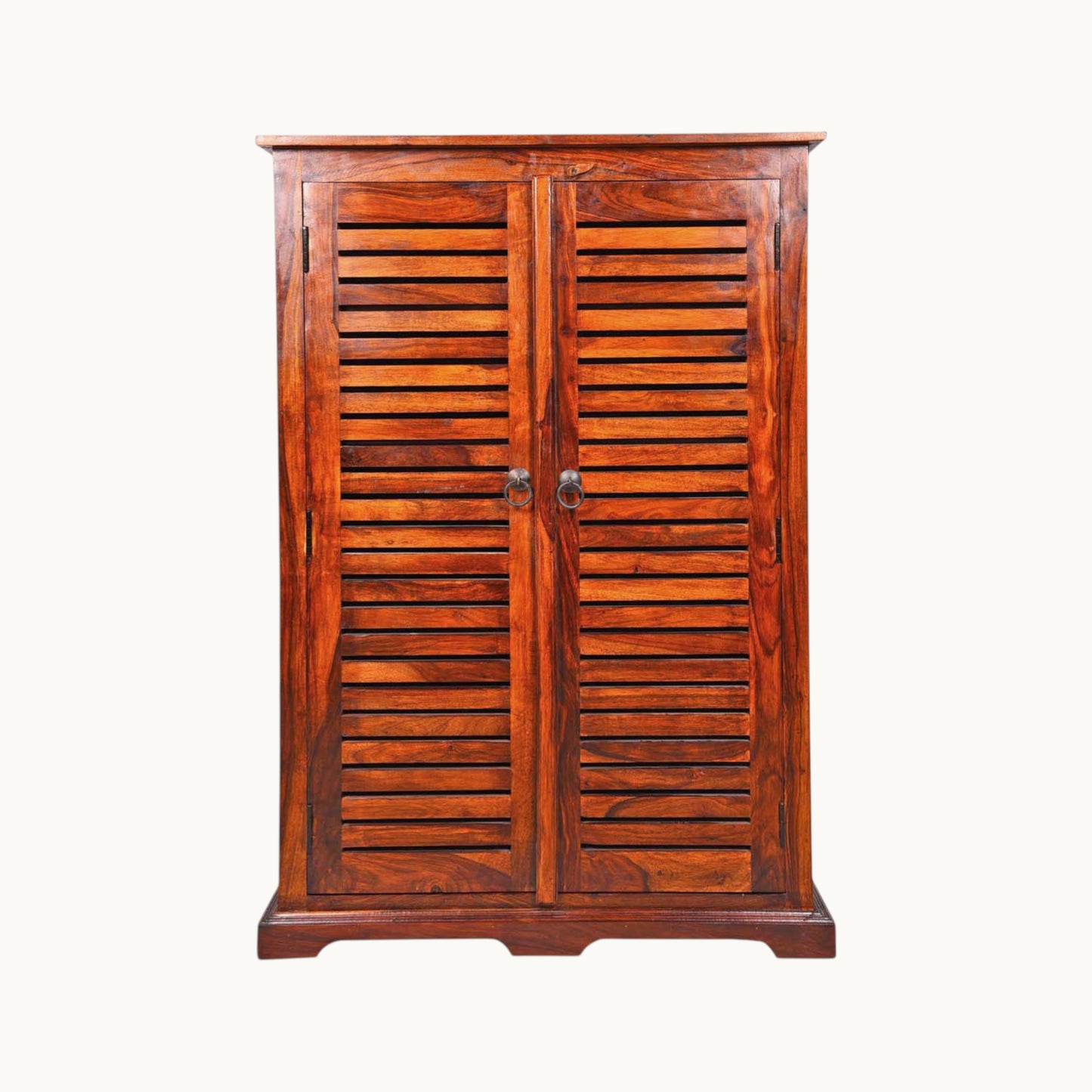 Thar Arts And Furniture - Solid Sheesham wood 2 Door Shoe Cabinet with Shelf Storage, Honey Finish