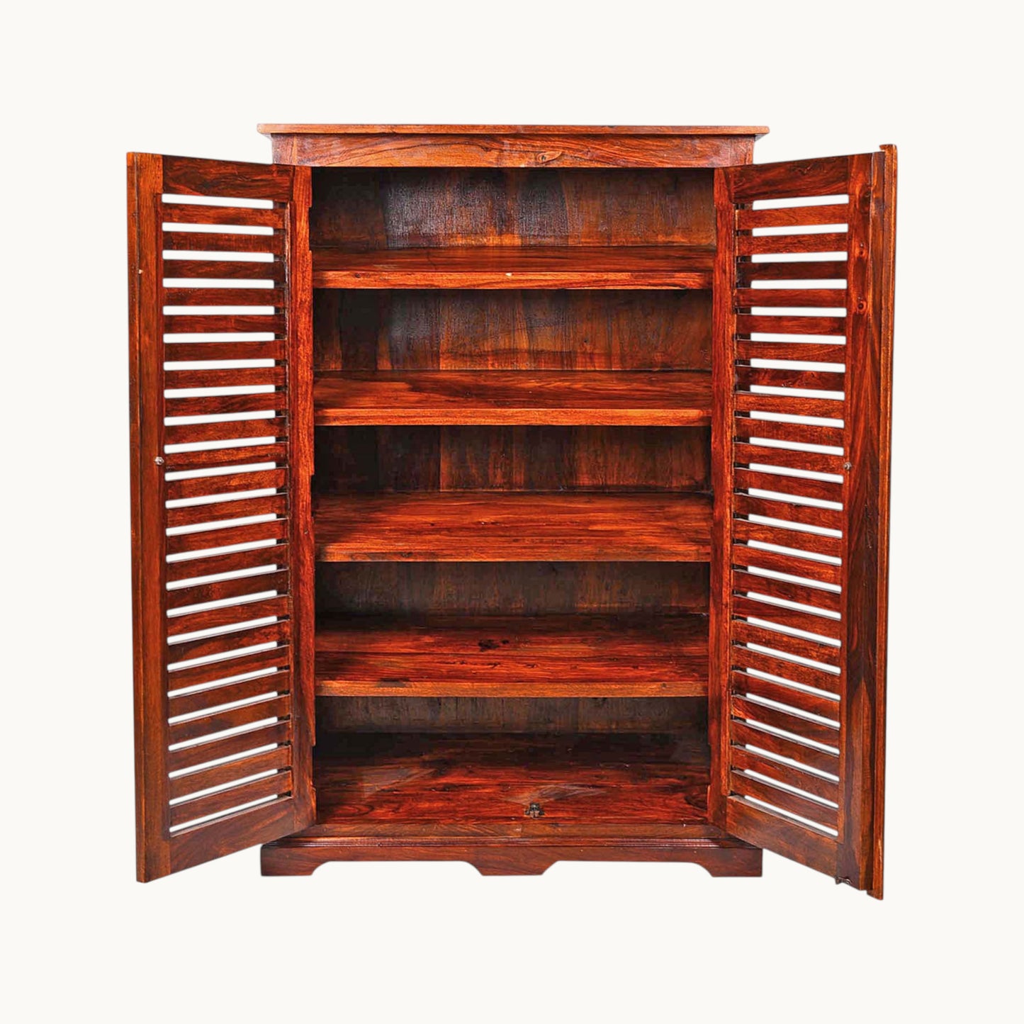 Thar Arts And Furniture - Solid Sheesham wood 2 Door Shoe Cabinet with Shelf Storage, Honey Finish
