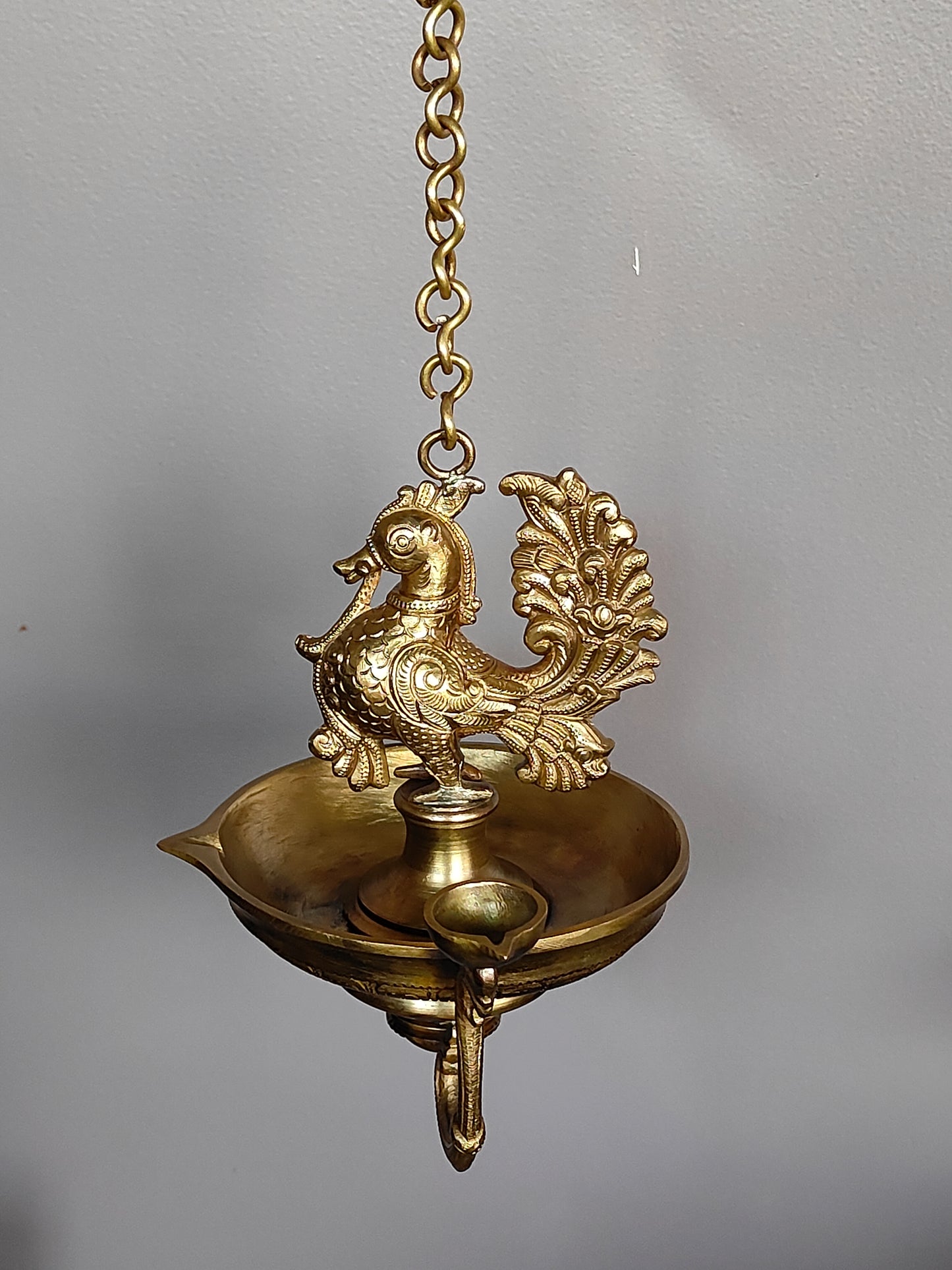 Thar Arts And Furniture - Bronze Standing Hamsha Hanging Lamp