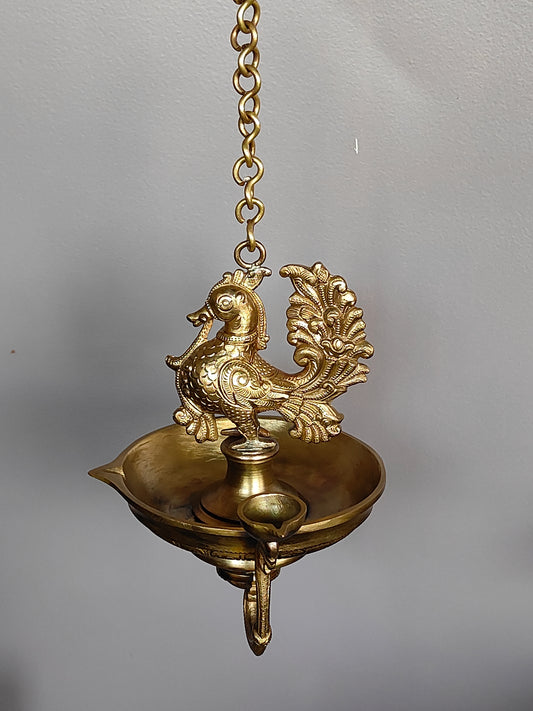 Thar Arts And Furniture - Bronze Standing Hamsha Hanging Lamp