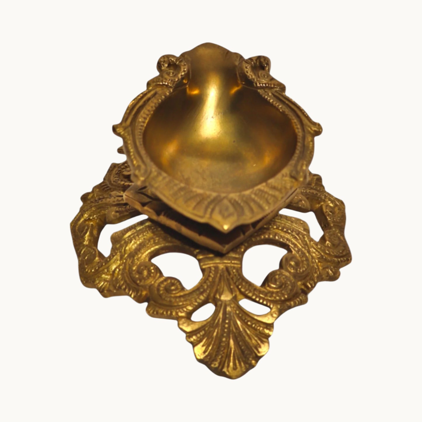 Thar Arts & Furniture- Brass Diya with Jali Base