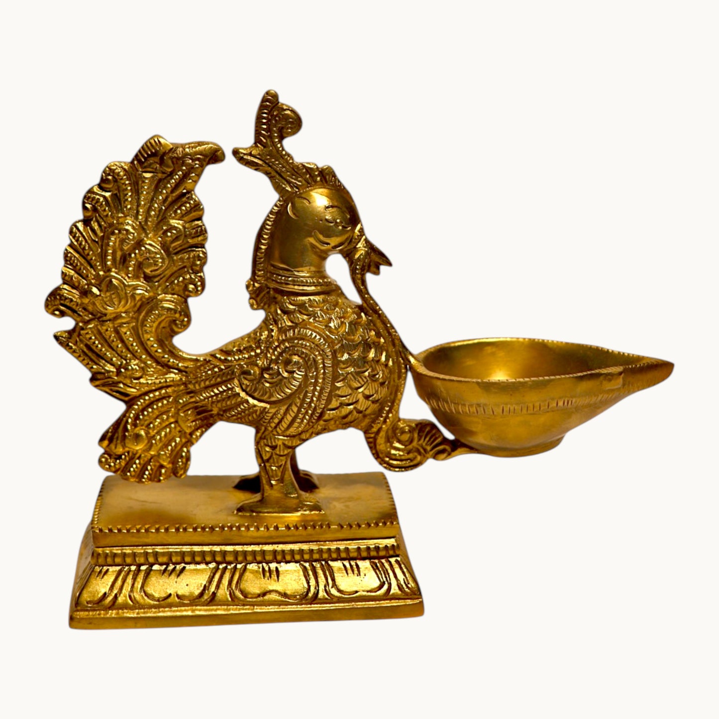 Thar Arts And Furniture - Brass Bird Diya With Thick Base