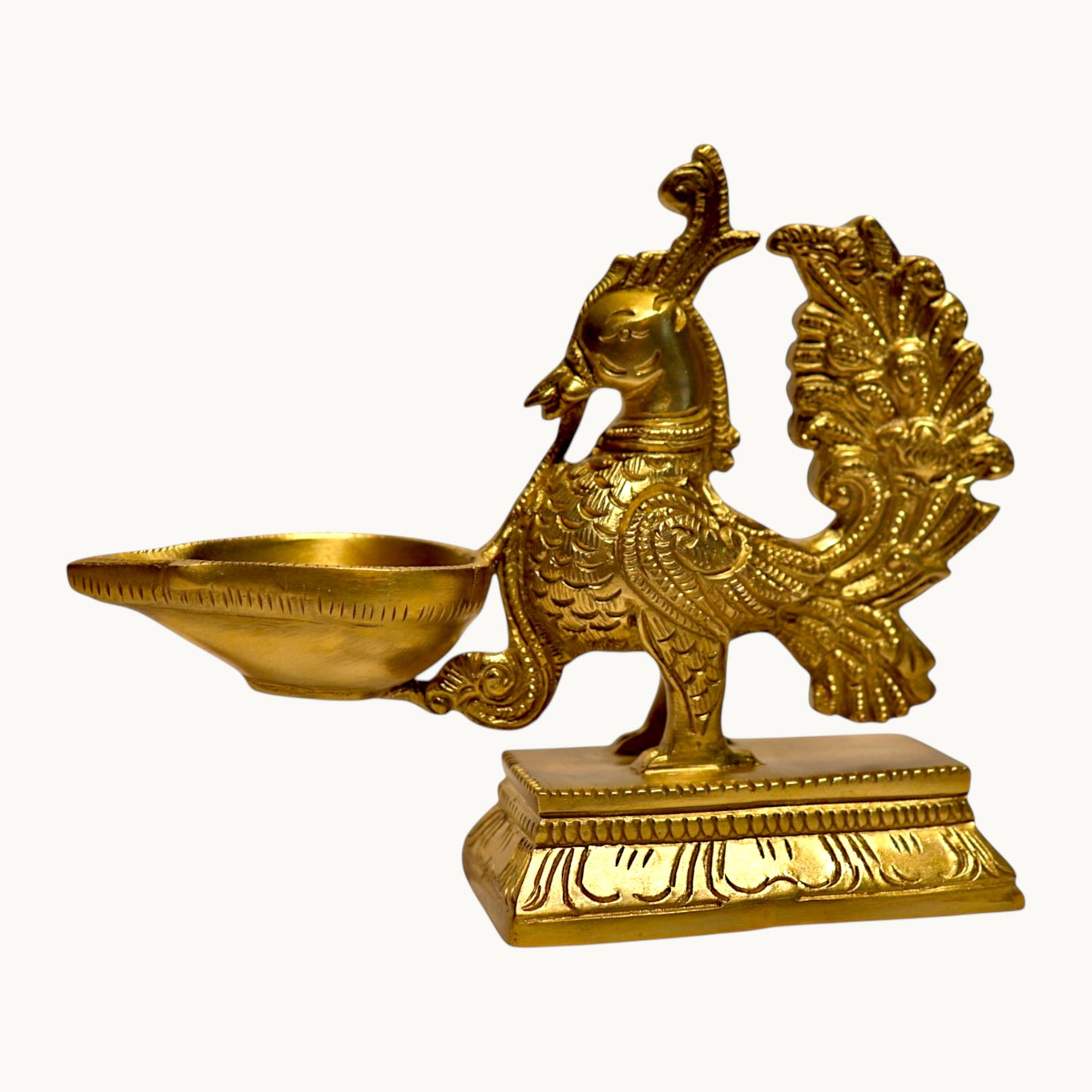 Thar Arts And Furniture - Brass Bird Diya With Thick Base