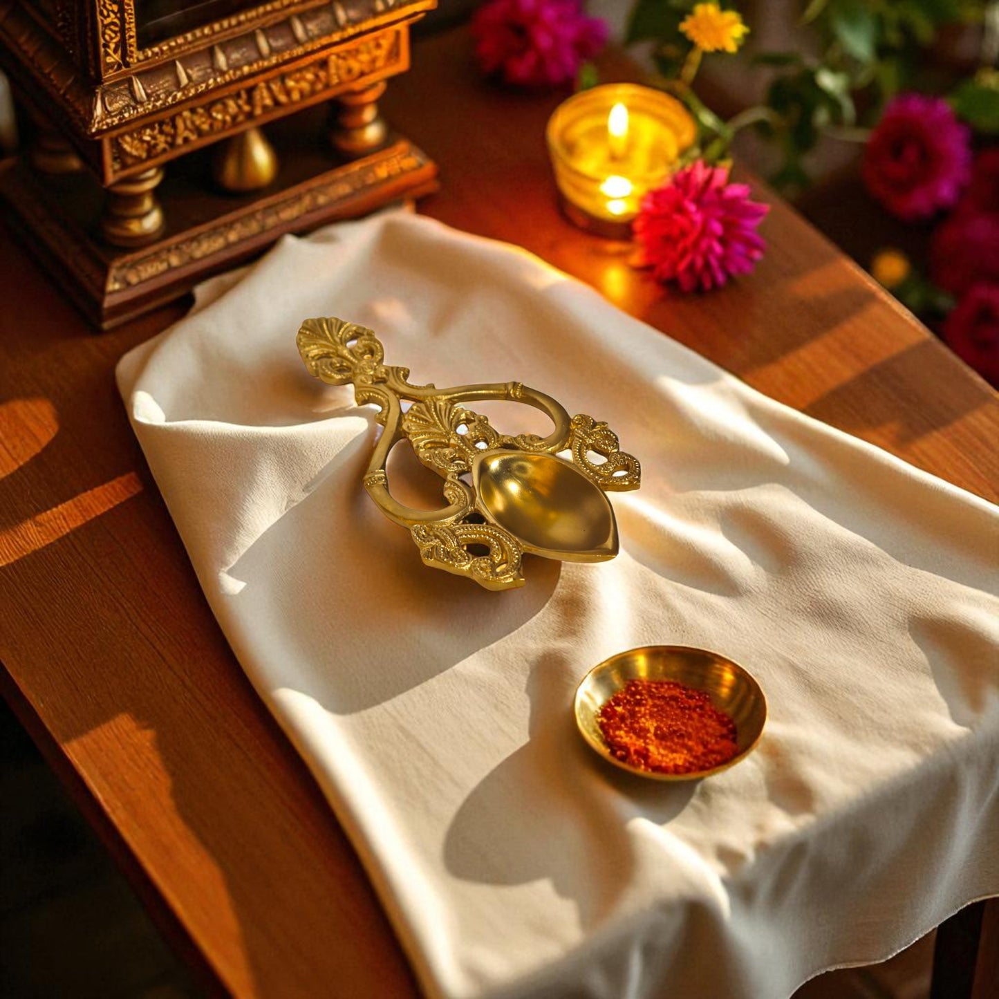 Brass Aarti Spoon – Traditional Pooja Accessory | Thar Arts & Furniture