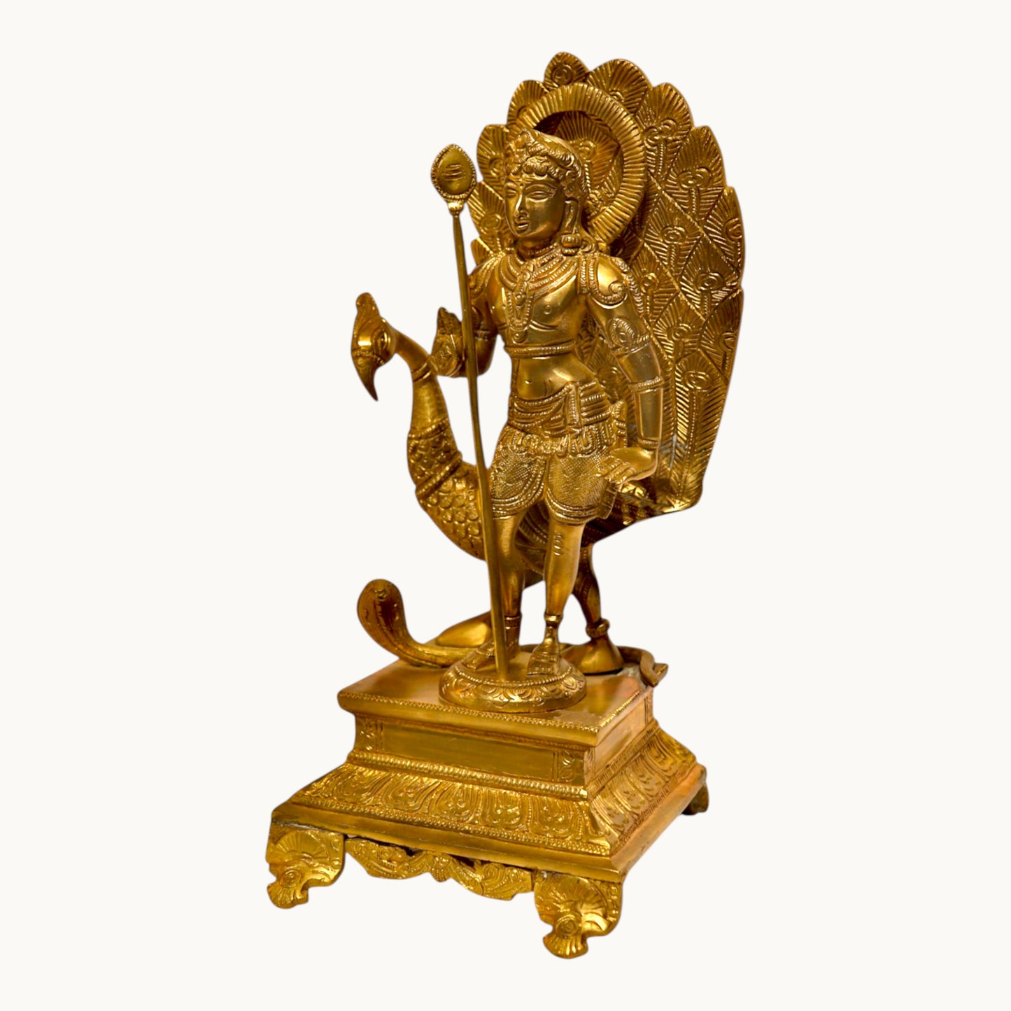 Thar Arts And Furniture - Brass Kartike with Peacock Idol