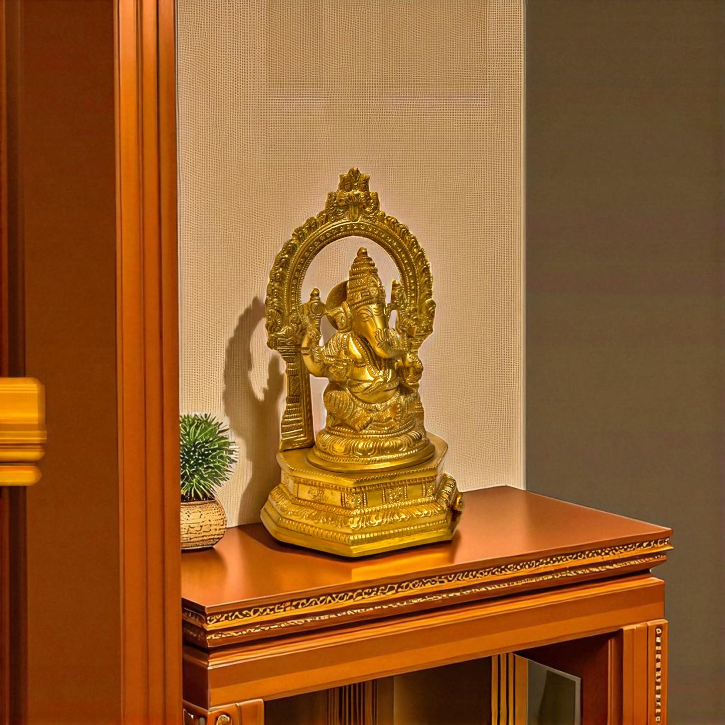 Brass Ganesha with Prabhawali - Lord Ganesha Idol | Thar Arts & Furniture