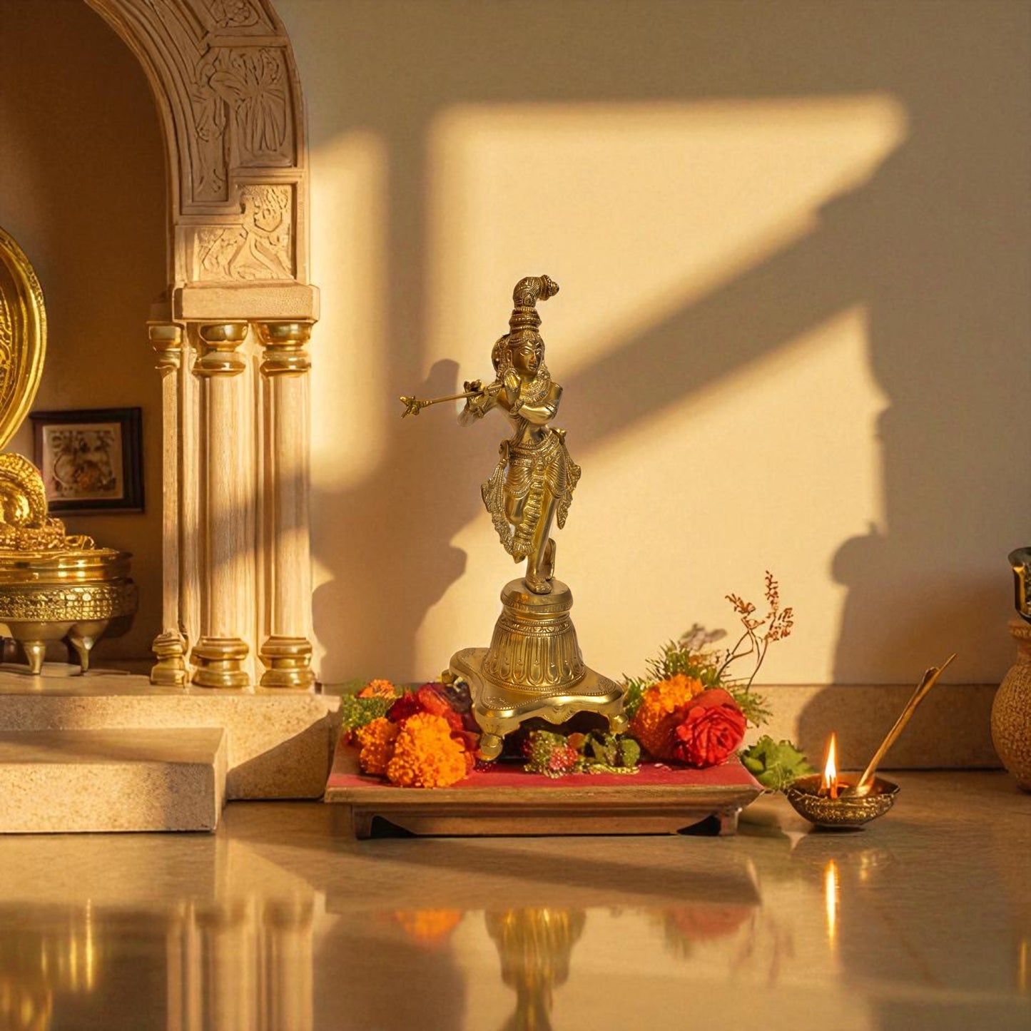 Thar Arts And Furniture - Brass Krishna with Flute
