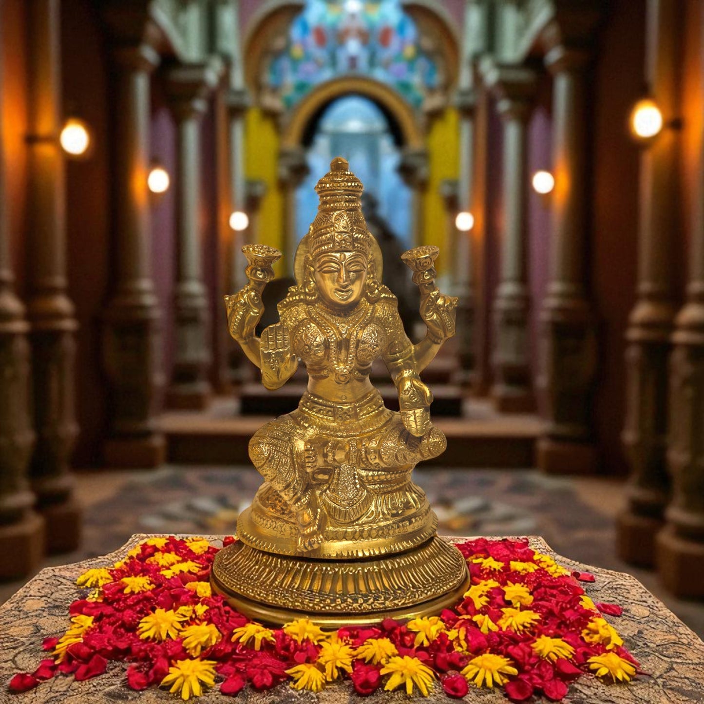 Thar Arts And Furniture - Laxmi Brass Idol for Pooja Room