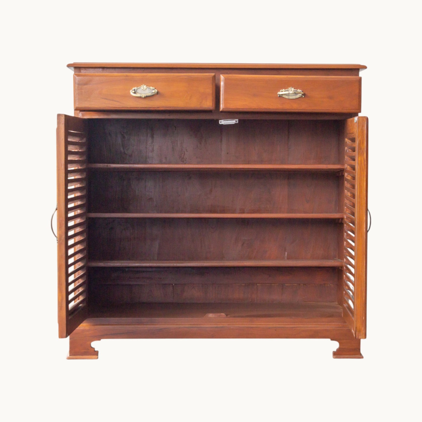 Thar Arts And Furniture - Teak wood 2 Door Shoe Cabinet with 2 Storage Drawer , Classic Finish