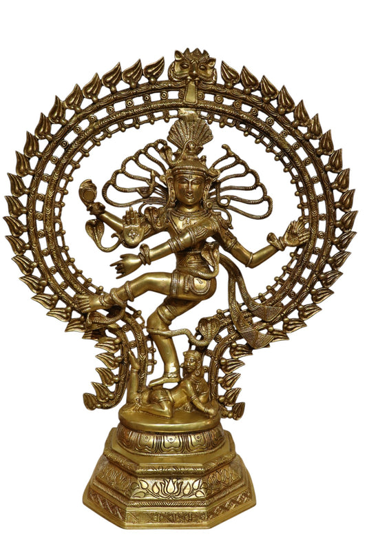 Thar Arts and Furniture - Brass Hand carved Nataraja Statue with Antique Look