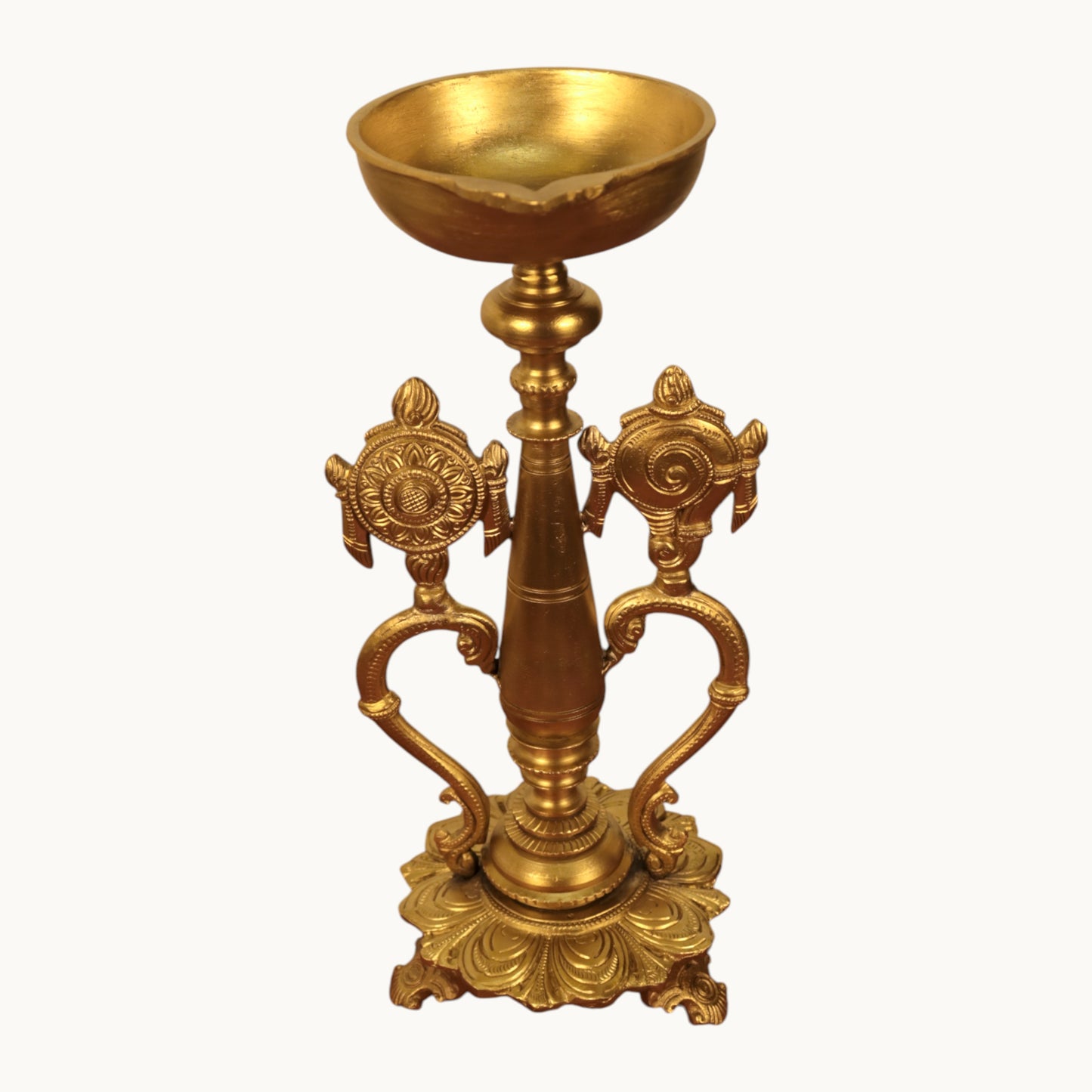 Thar Arts And Furniture - Brass Shankh Chakra Lamp For Pooja Room