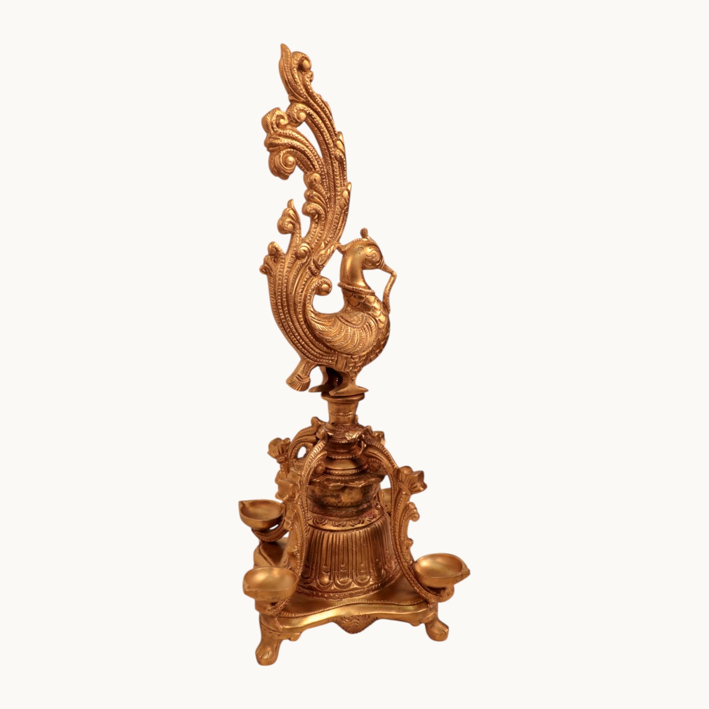 Thar Arts And Furniture - Brass Lamp With Hamsha Artwork