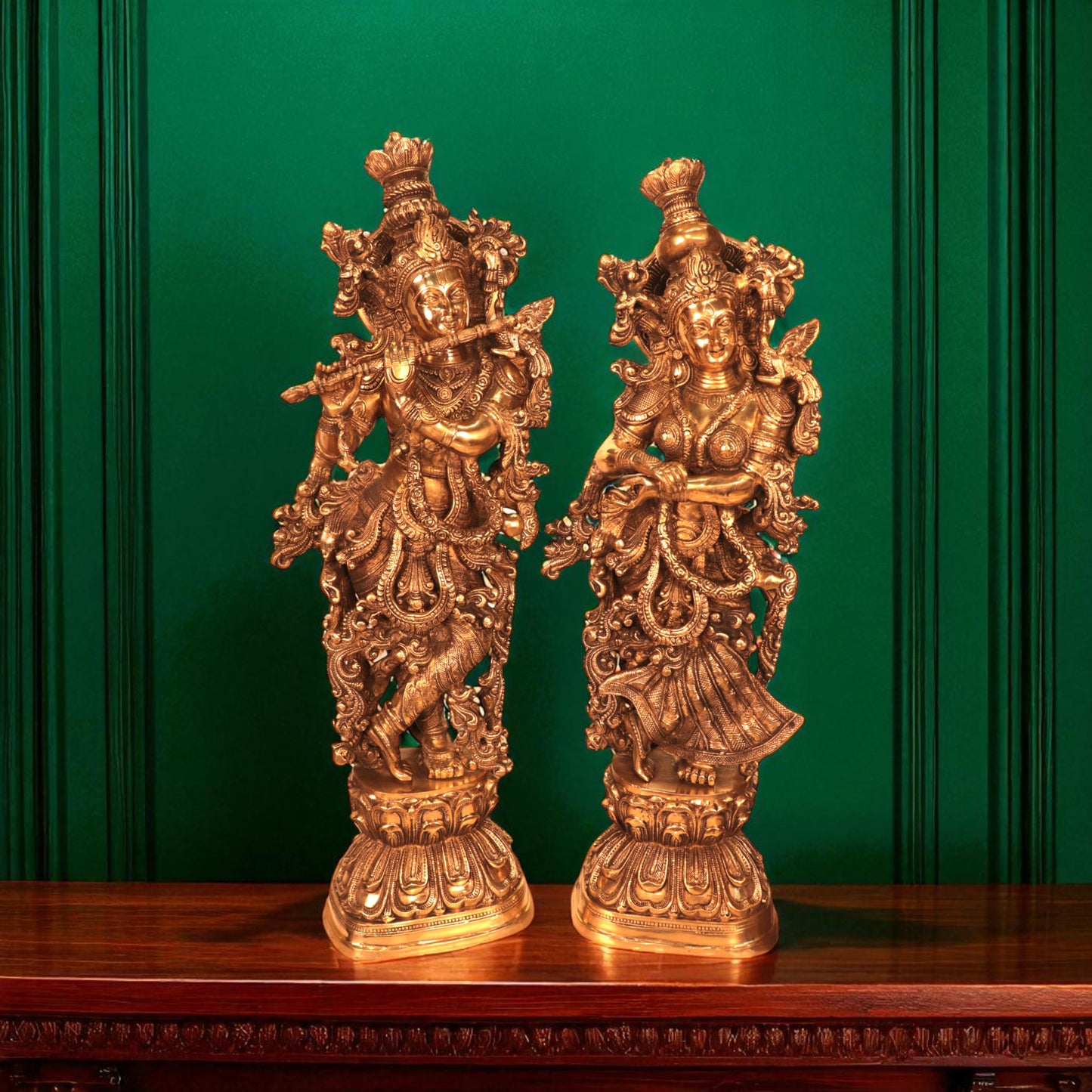 Brass Radha Krishna Idol – Solid Brass Statue for Pooja Room