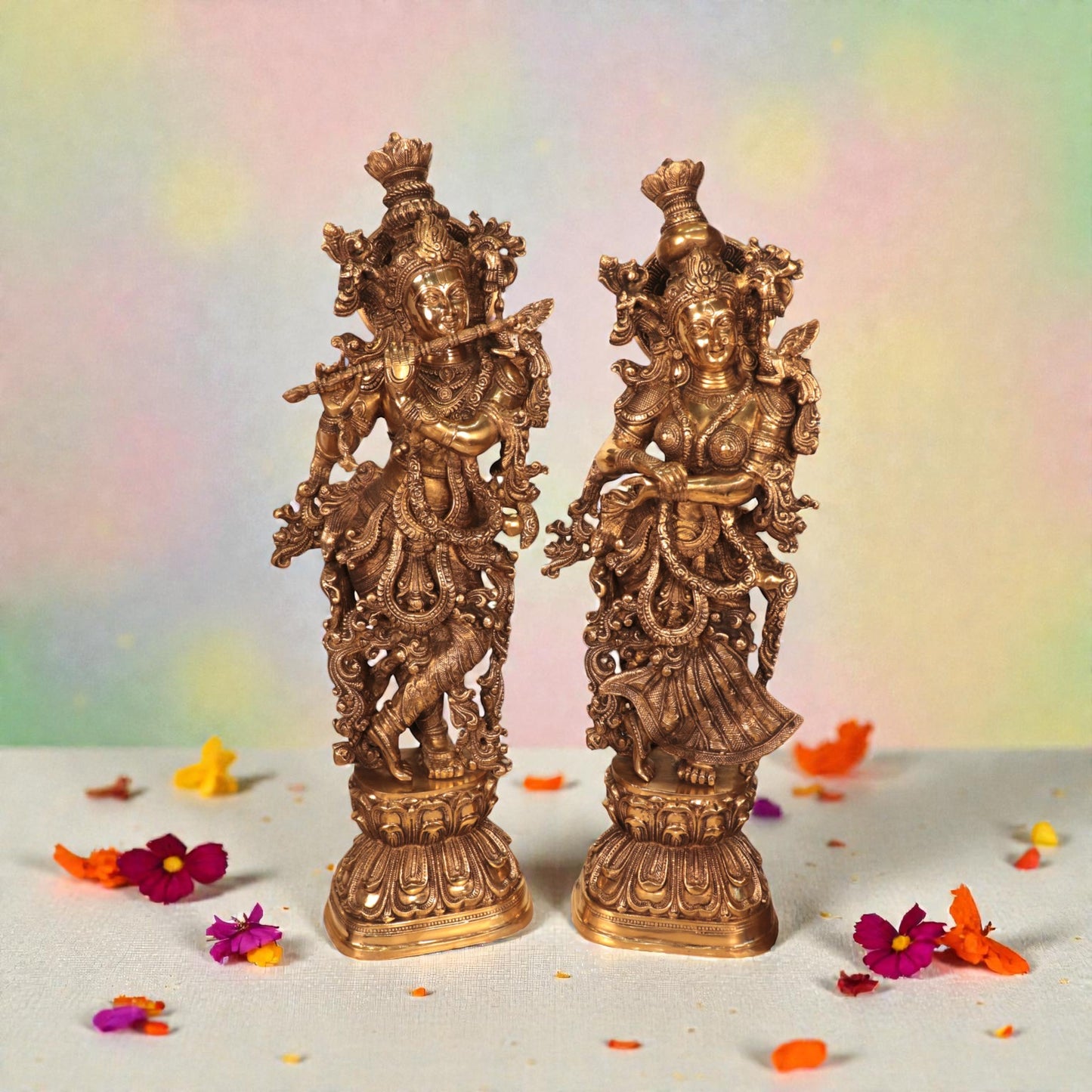 Brass Radha Krishna Idol – Solid Brass Statue for Pooja Room