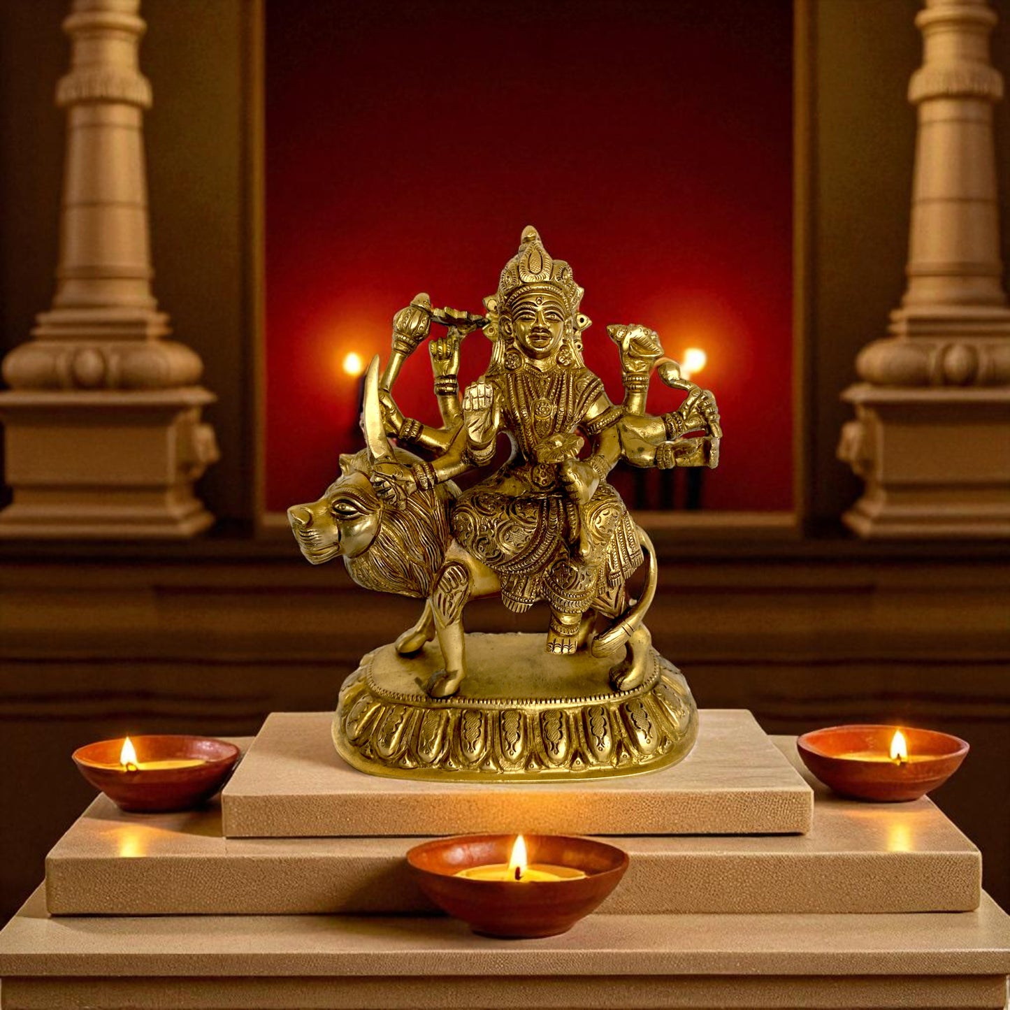 Thar Arts & Furniture - Durga Maa Brass Statue