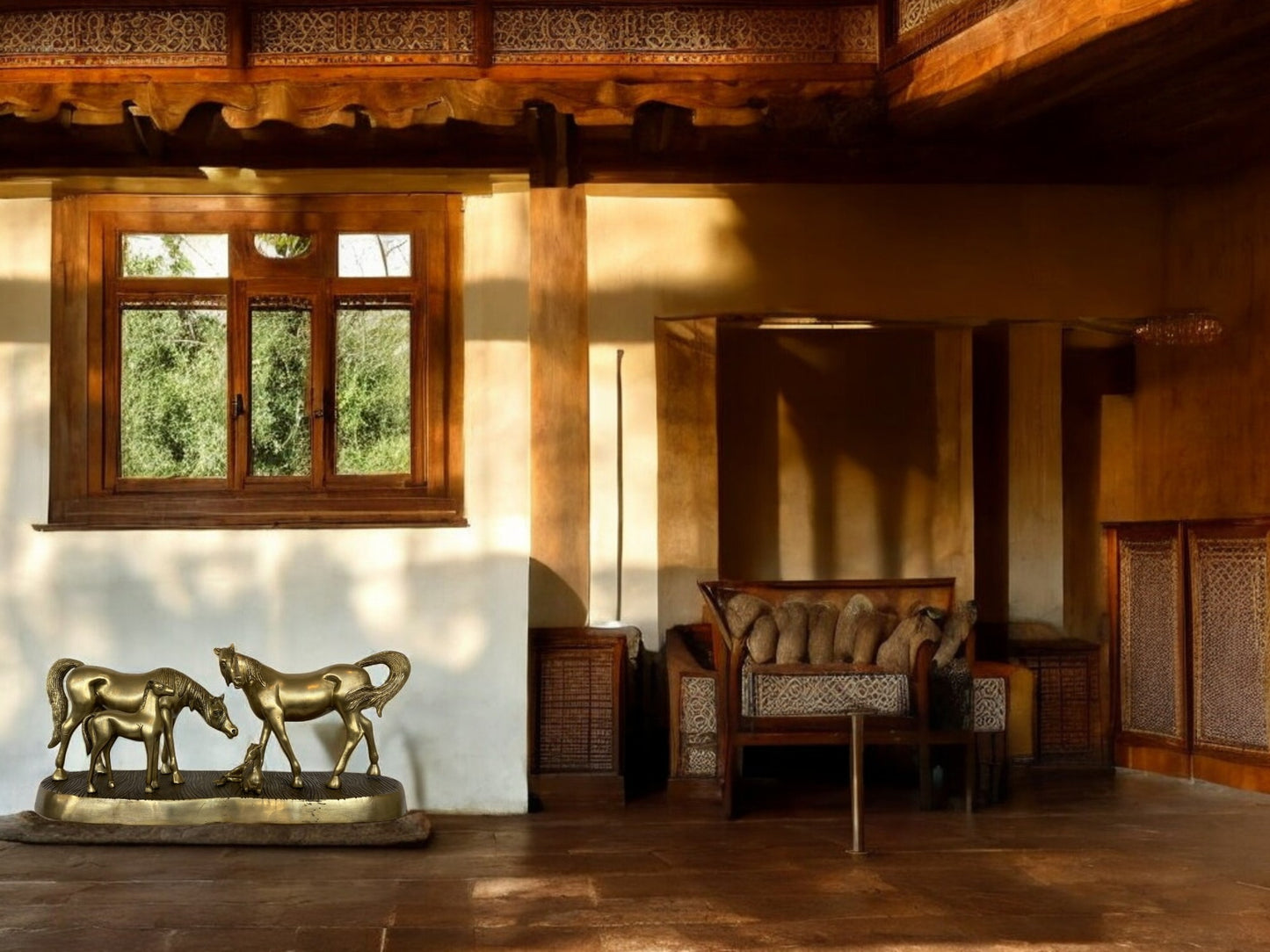 Thar Arts And Furniture - Brass Horse Family Statue