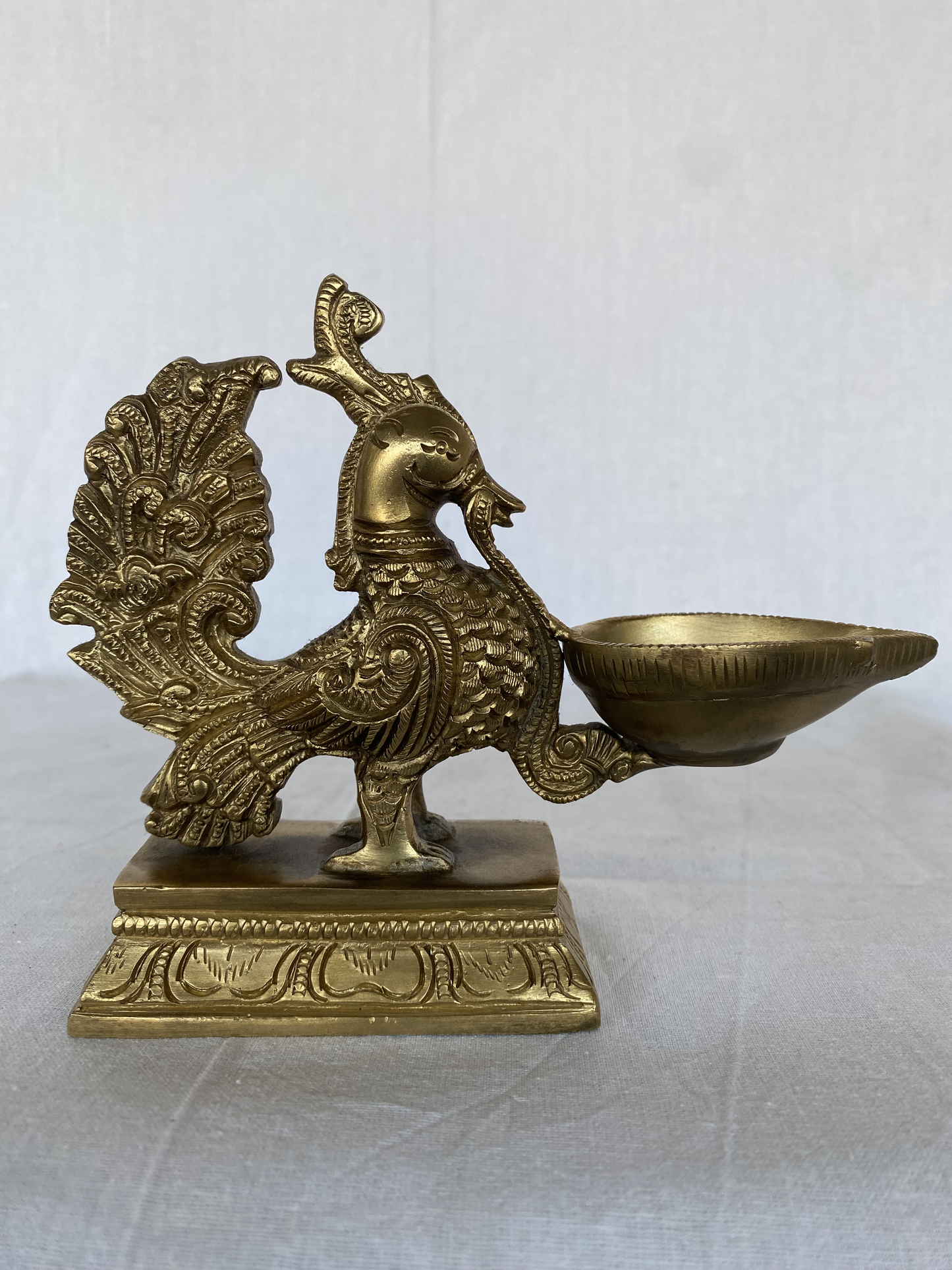 Thar Arts And Furniture - Brass Bird Diya With Thick Base