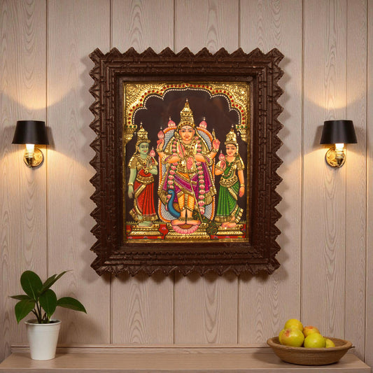 Thar Arts And Furniture - Murugan Valli Deivanai Tanjore Painting