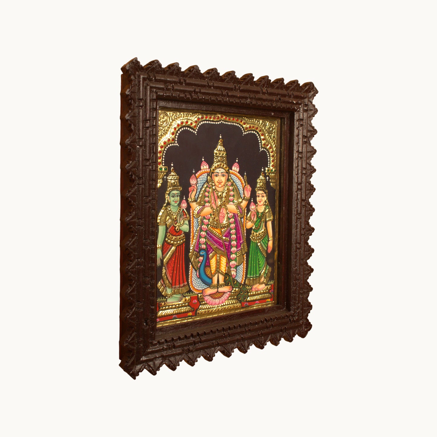 Thar Arts And Furniture - Murugan Valli Deivanai Tanjore Painting