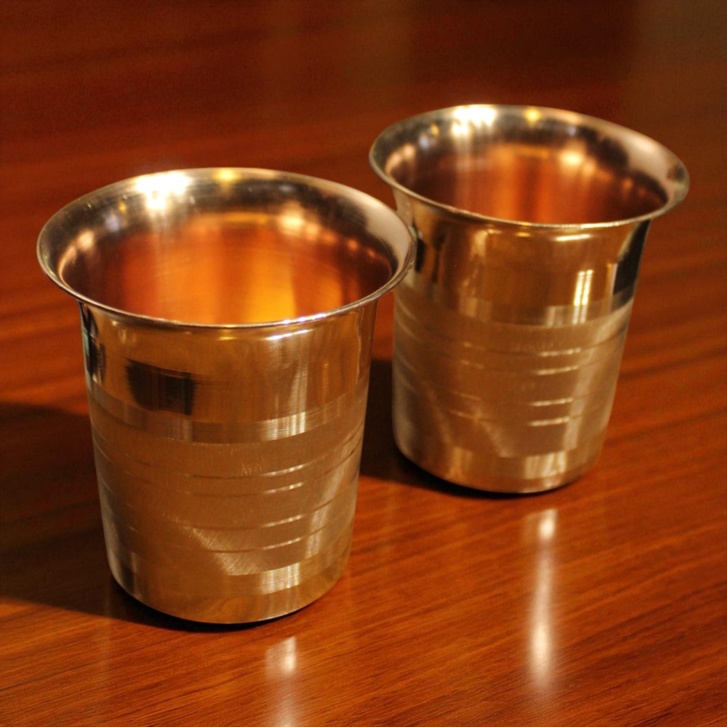 Pure Copper Ayurvedic Tumbler Set – 300ml Handmade Copper Glasses for Healthy Drinking Water, Set of 2