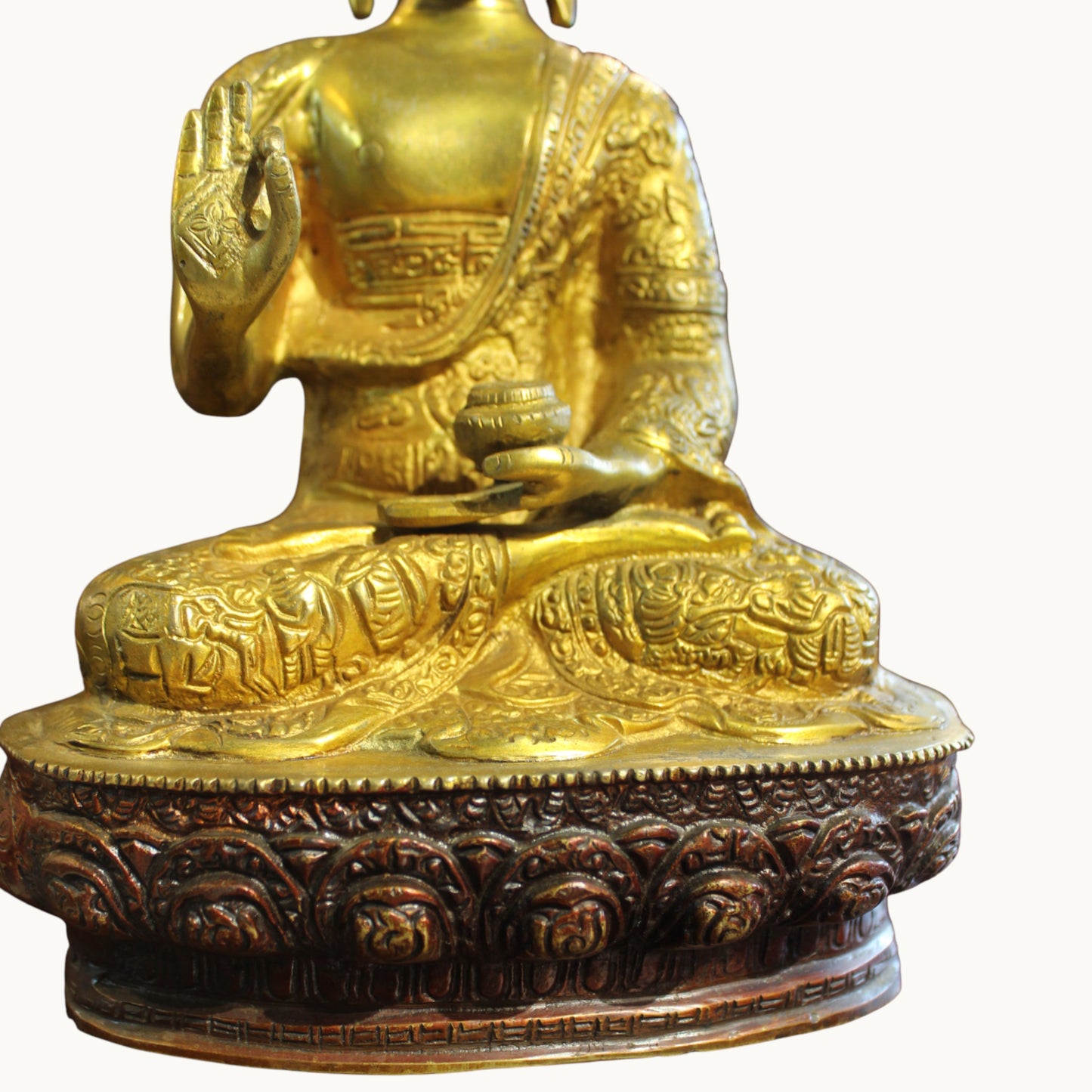 Handcrafted Brass Buddha Idol in Abhaya Mudra
