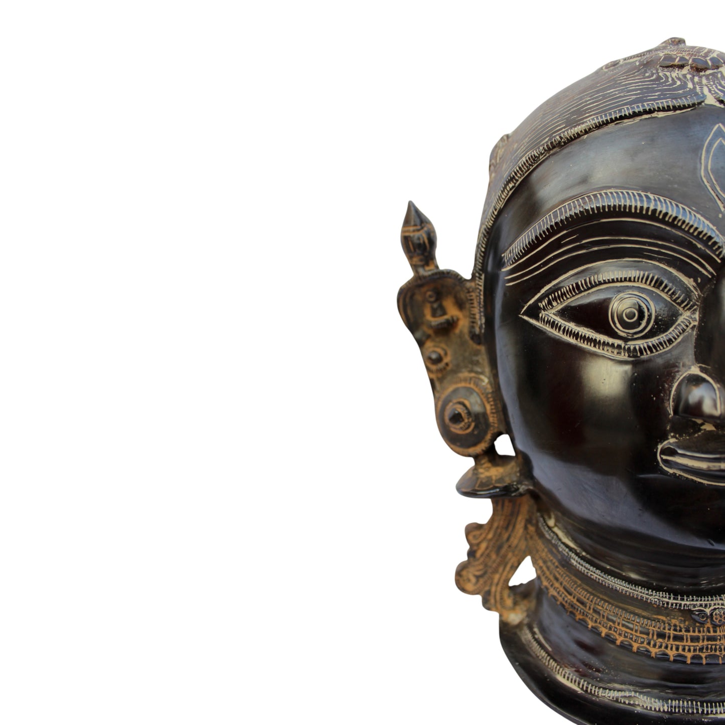Handcrafted Bronze Parvati Face Sculpture – Divine Wall & Table Decor | Thar Arts & Furniture