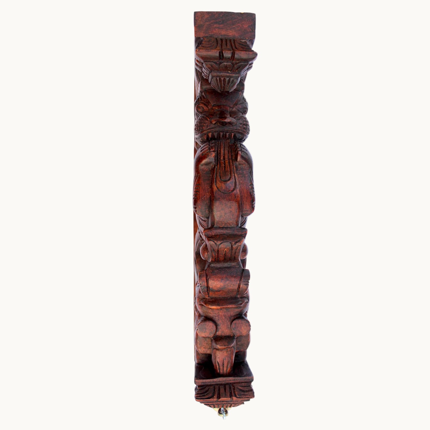 Handcrafted Wooden Yali Guardian Carving Wall Bracket – Temple Style Decor