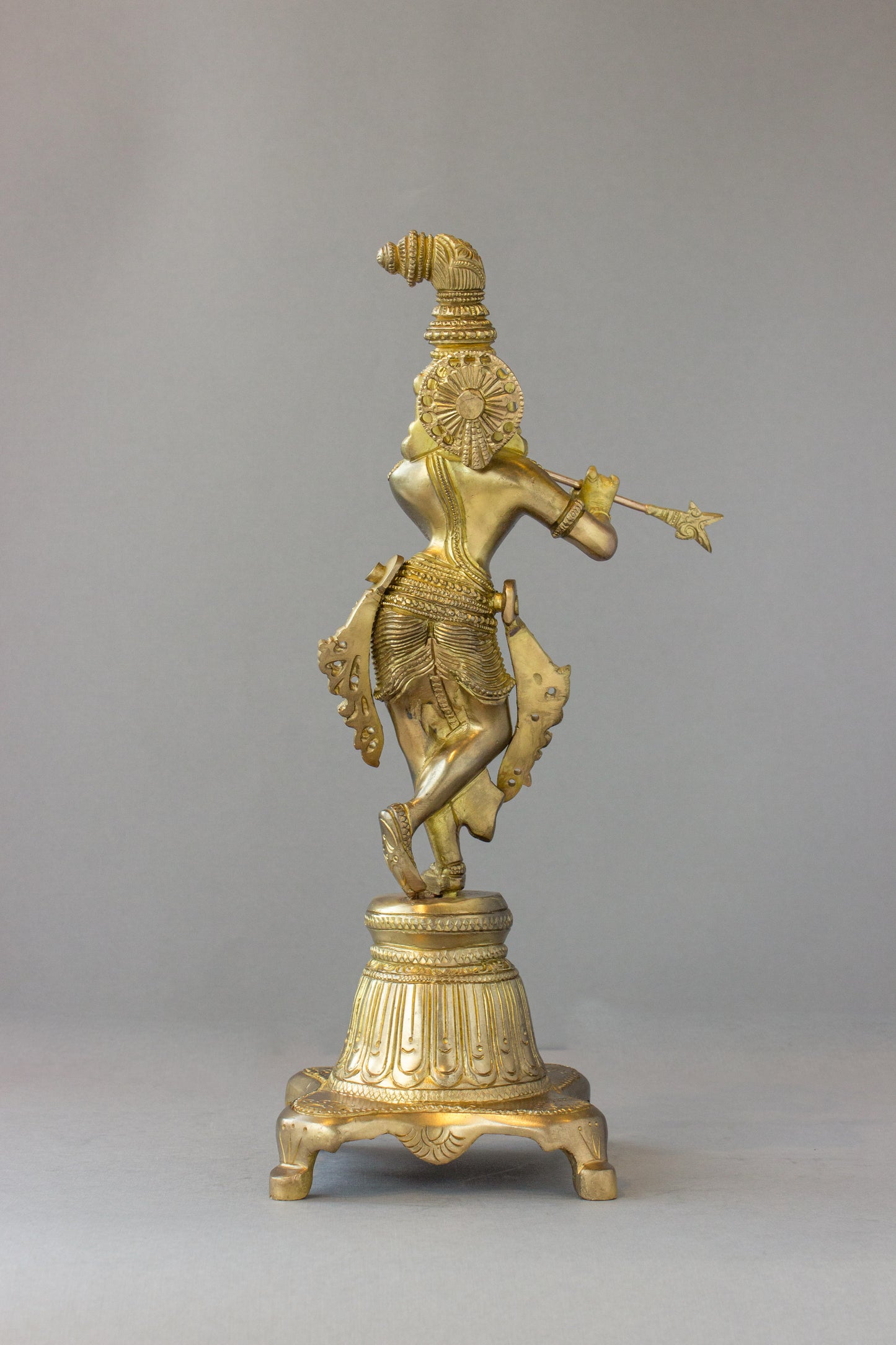 Thar Arts And Furniture - Brass Krishna with Flute |Lord Krishna Statue |Krishan Figurine | Brass Standing Krishna Statue |Brass Gift Item | Standing Krishna |Brass Pooja Idols