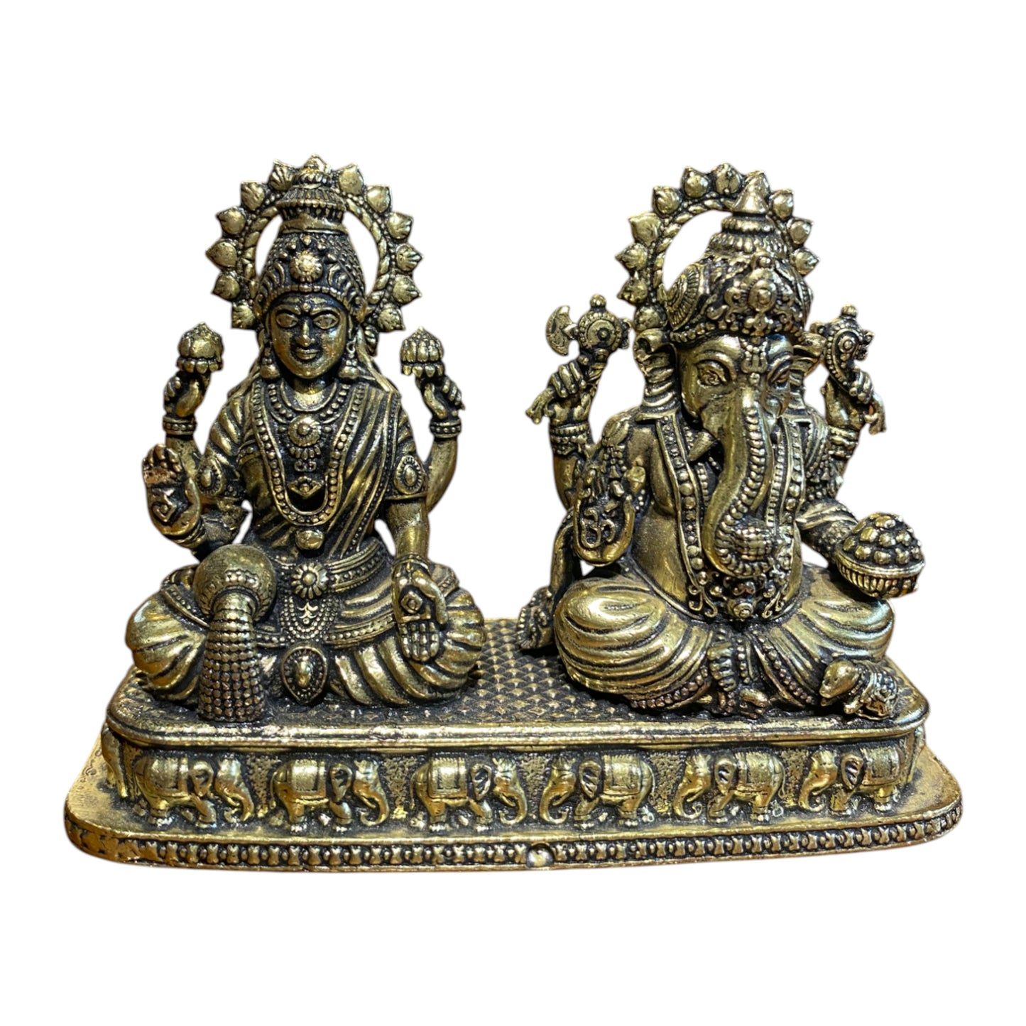Thar Arts 100% Pure Brass Lakshmi Ganesh Idol Set – Handcrafted Murti for Wealth & Success