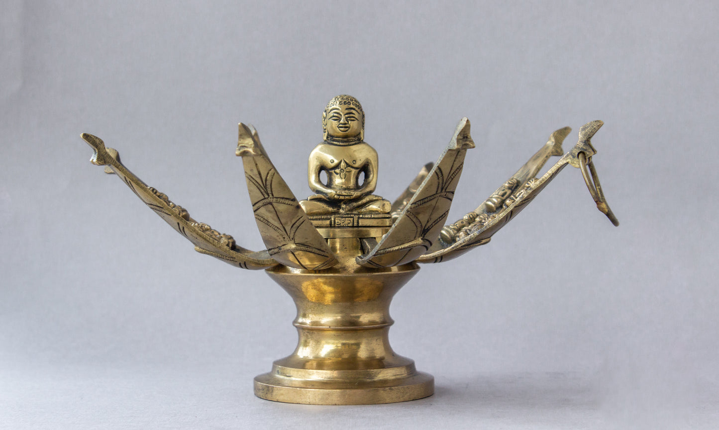 Thar Arts And Furniture - Lord Mahavira Lotus Temple|Lord Mahavira Lotus Temple In Brass |Mahavir Sitting In A Lotus Sculpture|Brass Jain Lotus Temple