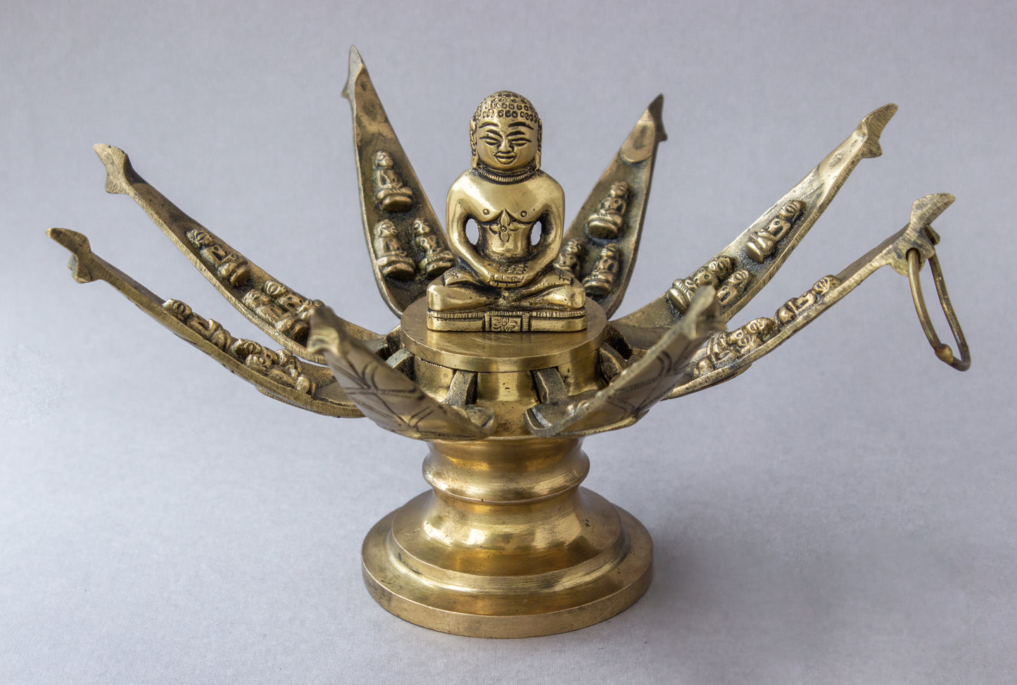 Thar Arts And Furniture - Lord Mahavira Lotus Temple|Lord Mahavira Lotus Temple In Brass |Mahavir Sitting In A Lotus Sculpture|Brass Jain Lotus Temple