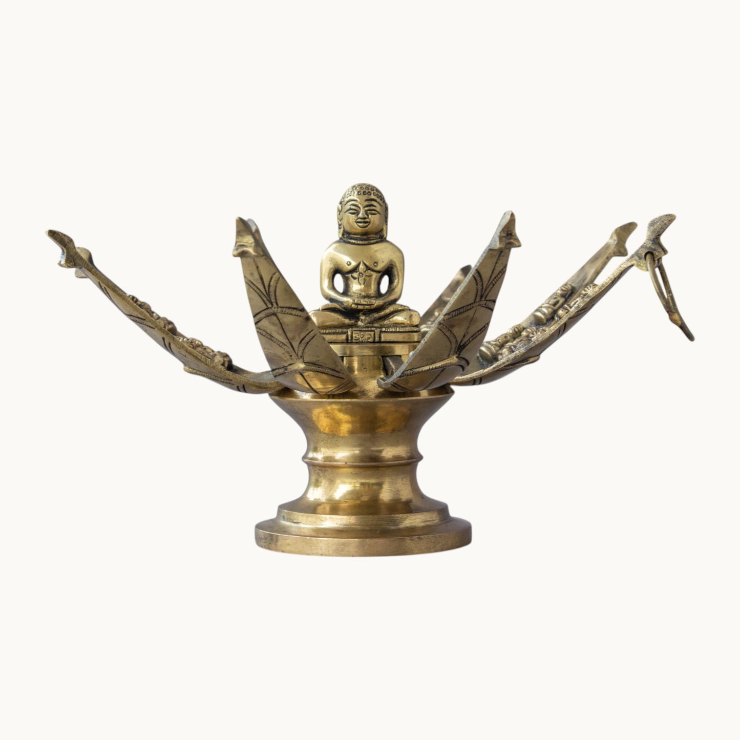Thar Arts And Furniture - Lord Mahavira Lotus Temple|Lord Mahavira Lotus Temple In Brass |Mahavir Sitting In A Lotus Sculpture|Brass Jain Lotus Temple