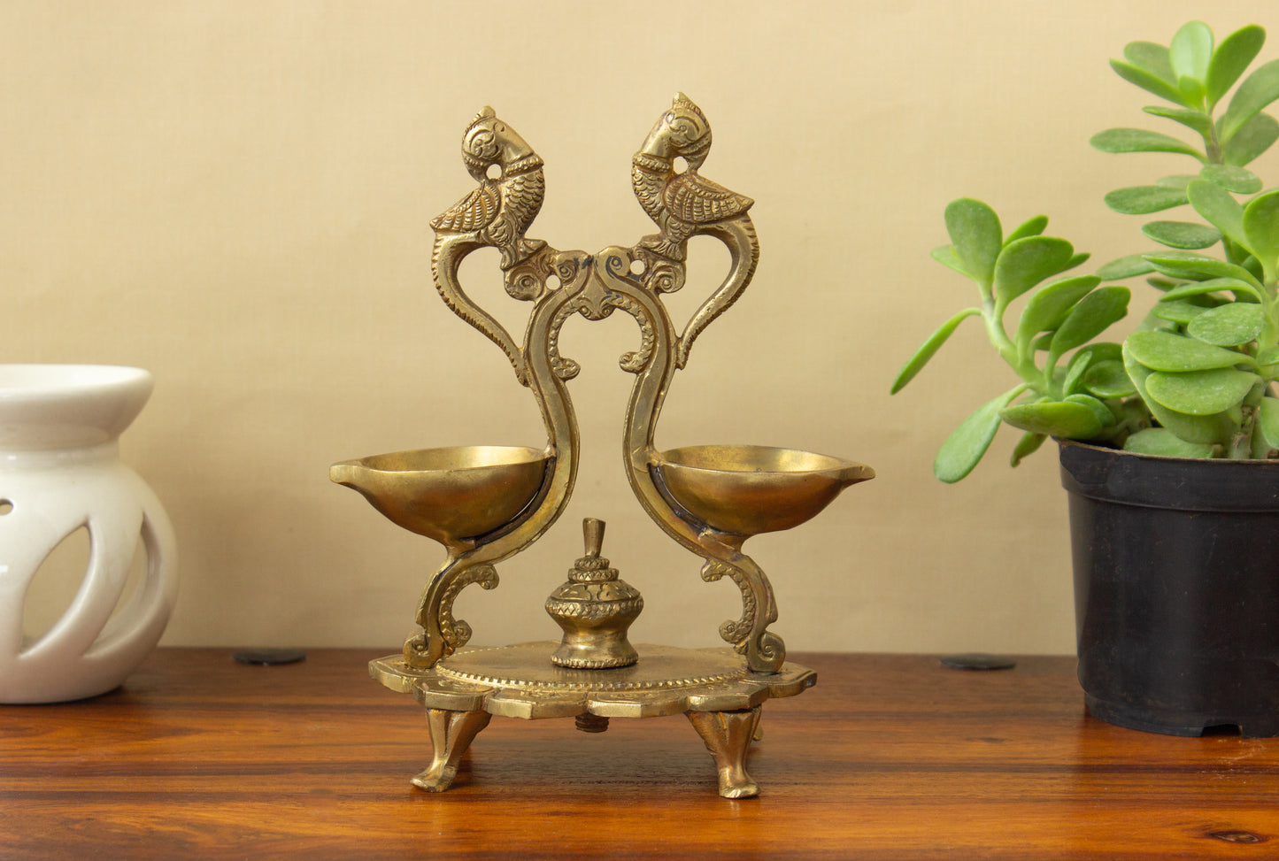 Thar Arts And Furniture - Brass Hanging Twin Bird Lamp