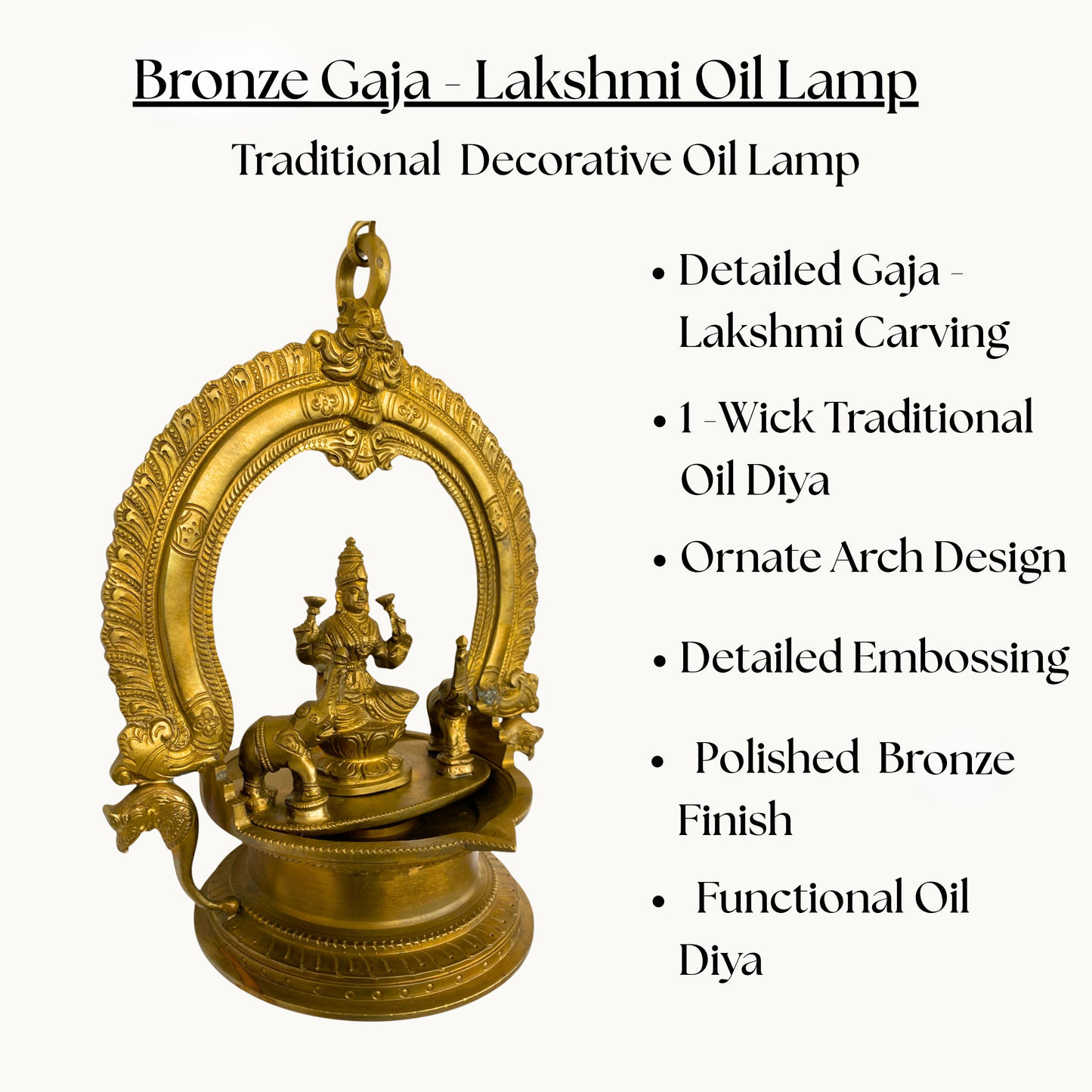 Bronze Gajalakshmi Hanging Lamp – Traditional Spiritual Hanging Diya | Thar Arts & Furniture