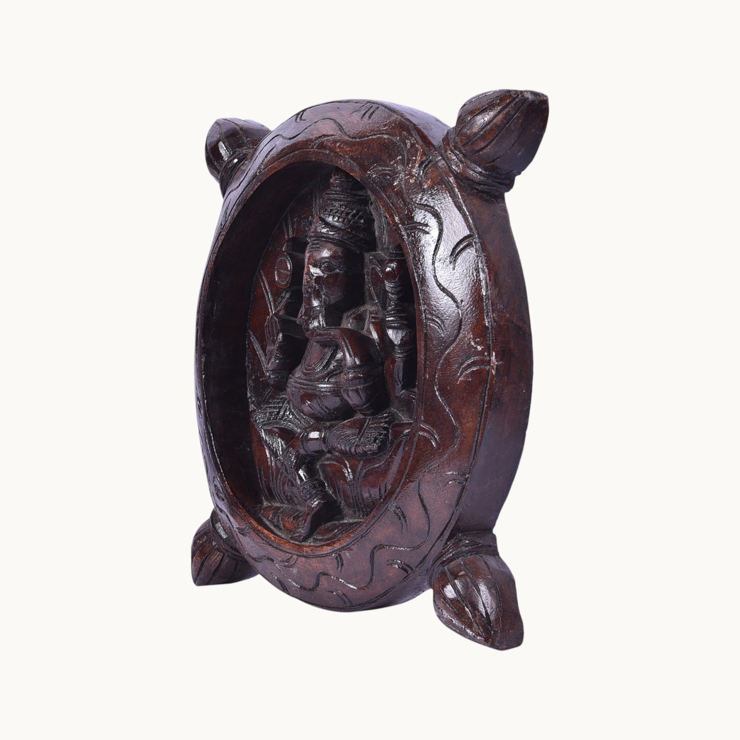 Thar Arts And Furniture -Wooden Ganesha Round | Wood sculpture of Lord Ganesha | vigneshwara
