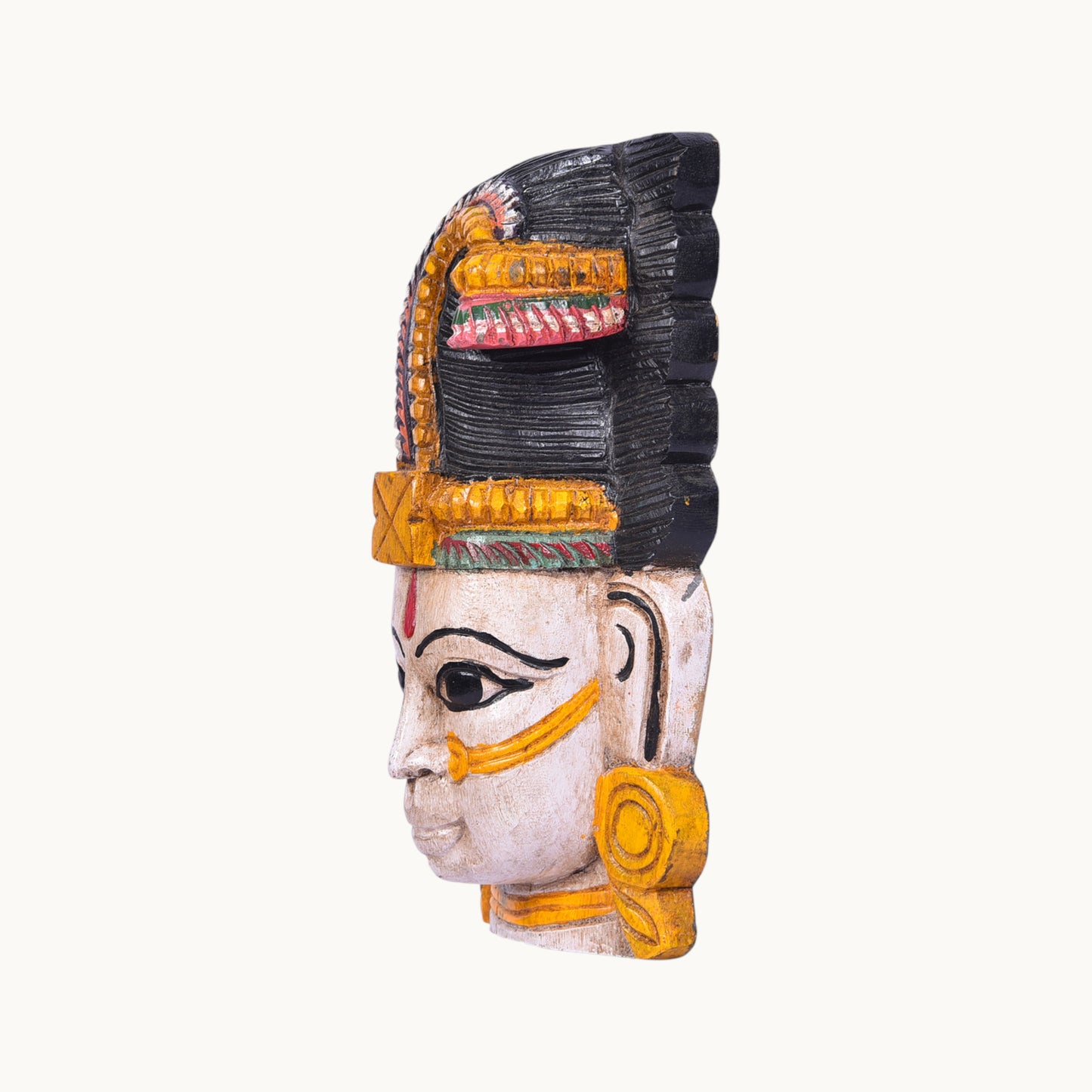 Thar Arts And Furniture - 12" Mask Parvathi Painted